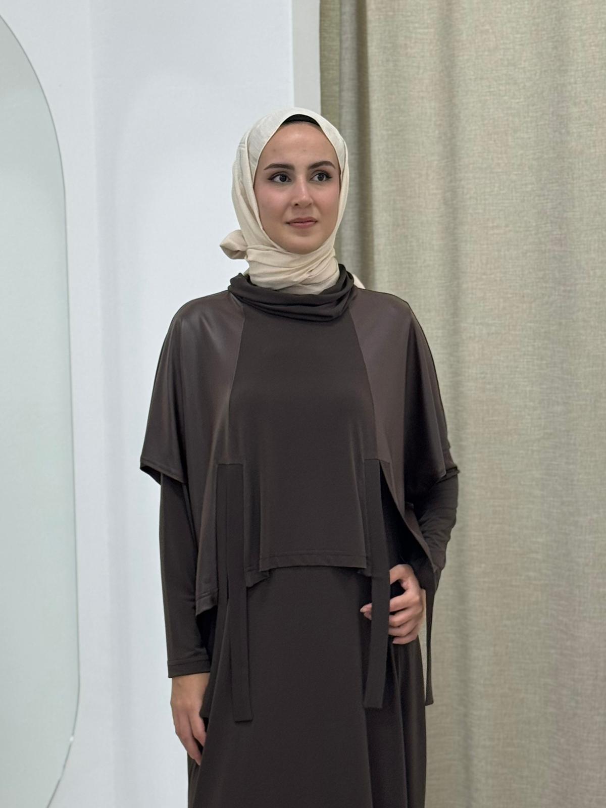 Nurcan Çetin Deri Detaylı Elbise 25623