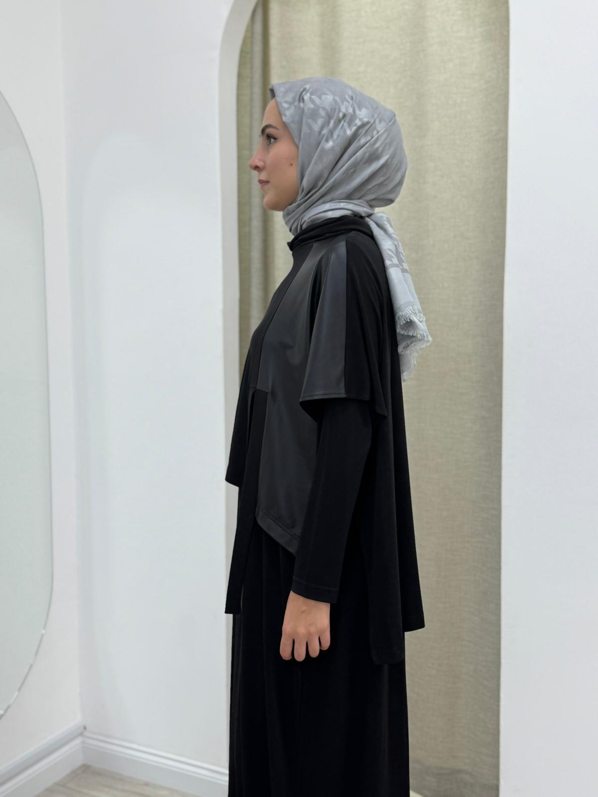 Nurcan Çetin Deri Detaylı Elbise 25623