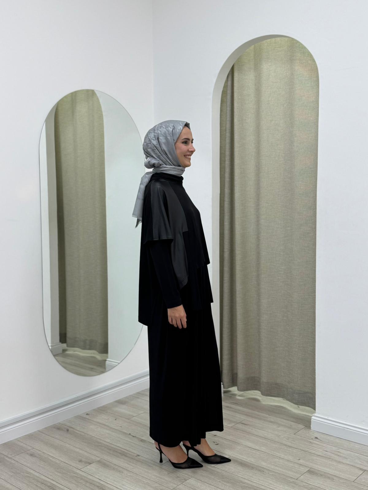 Nurcan Çetin Deri Detaylı Elbise 25623