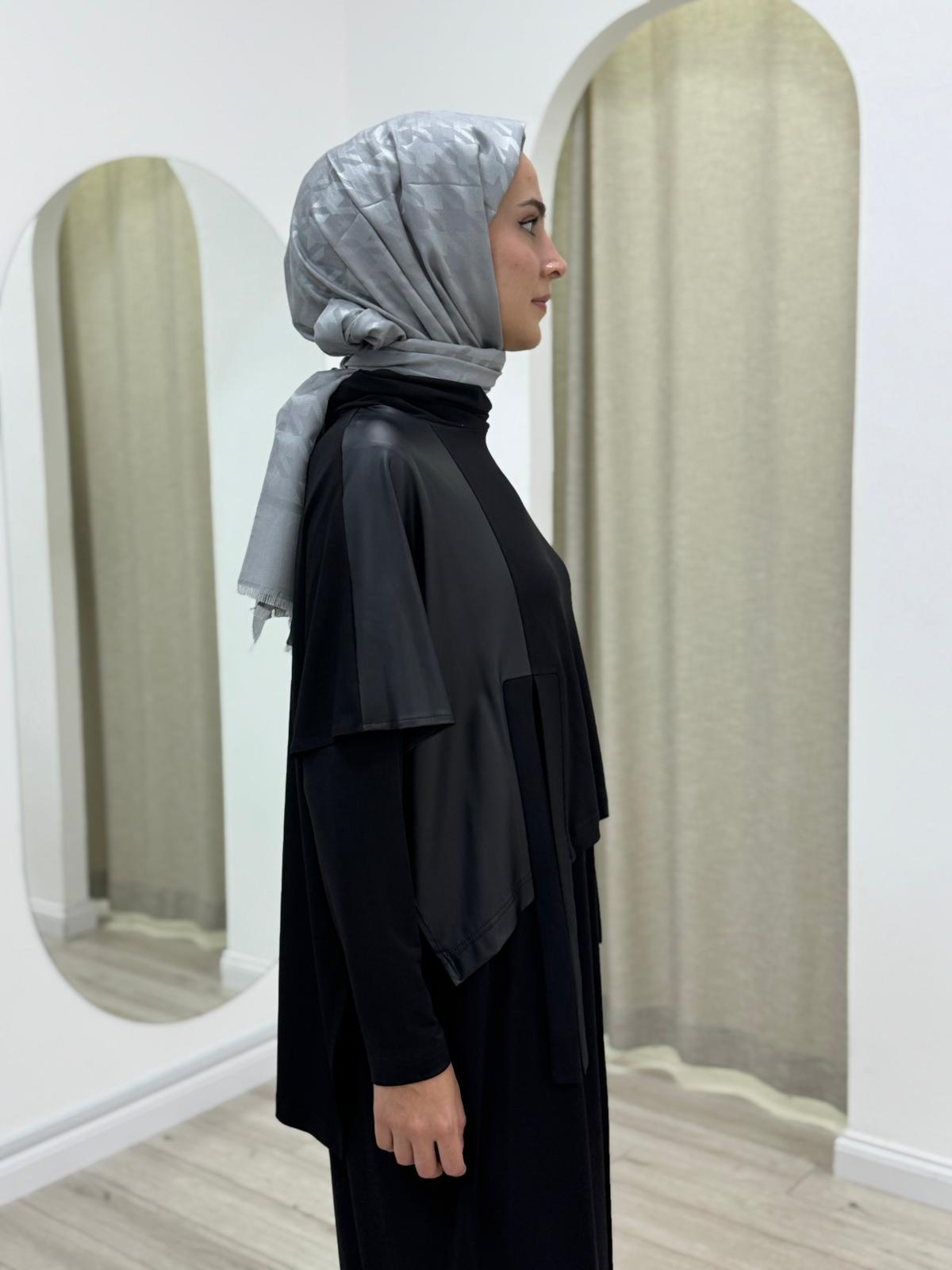 Nurcan Çetin Deri Detaylı Elbise 25623