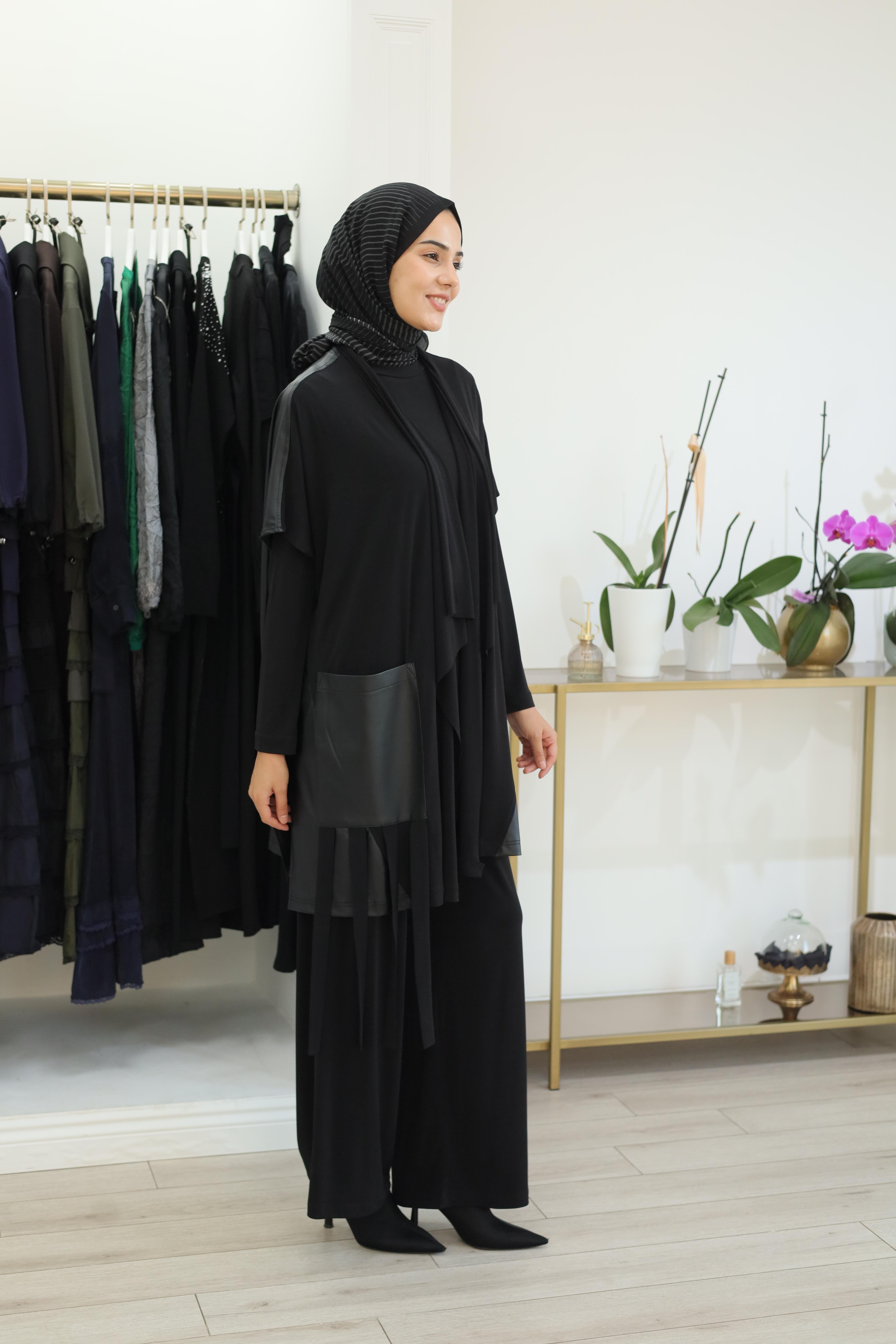 Nurcan Çetin Deri Detaylı Pantolonlu Takım 25622