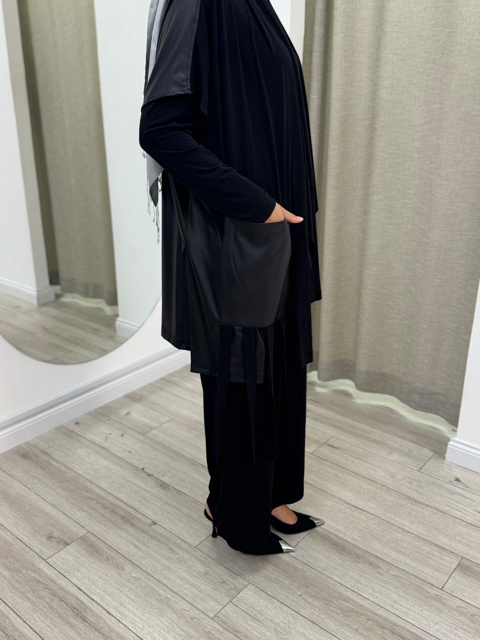 Nurcan Çetin Deri Detaylı Pantolonlu Takım 25622