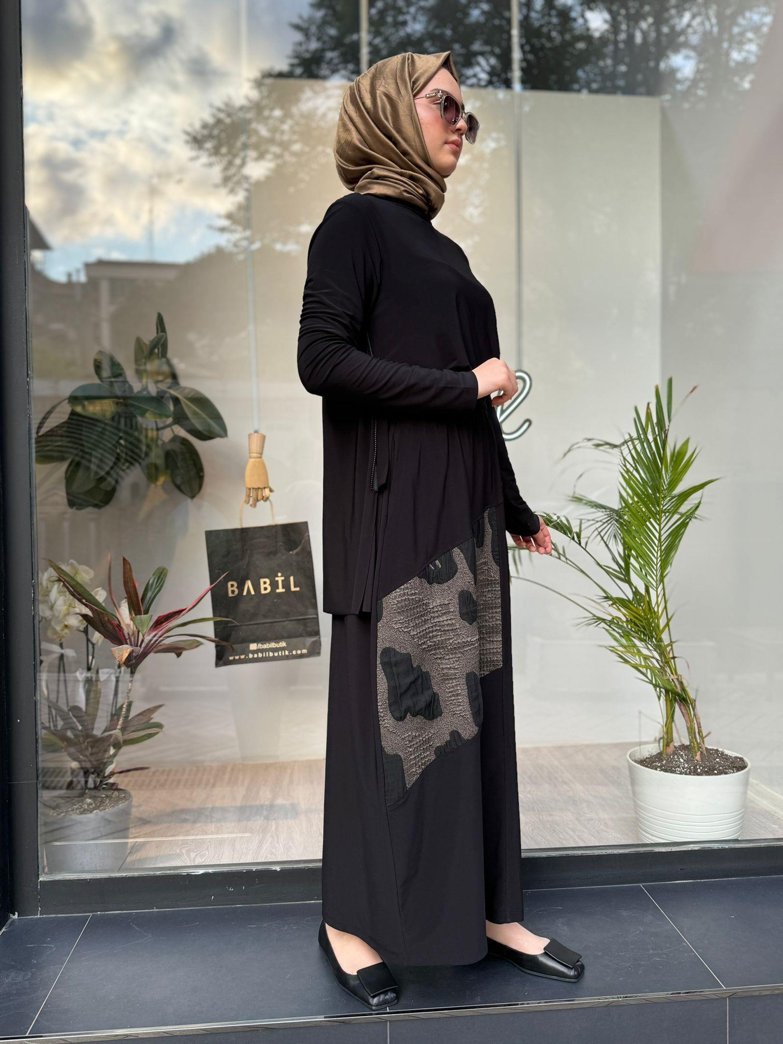 Nurcan Çetin Etekli Takım Siyah 24466