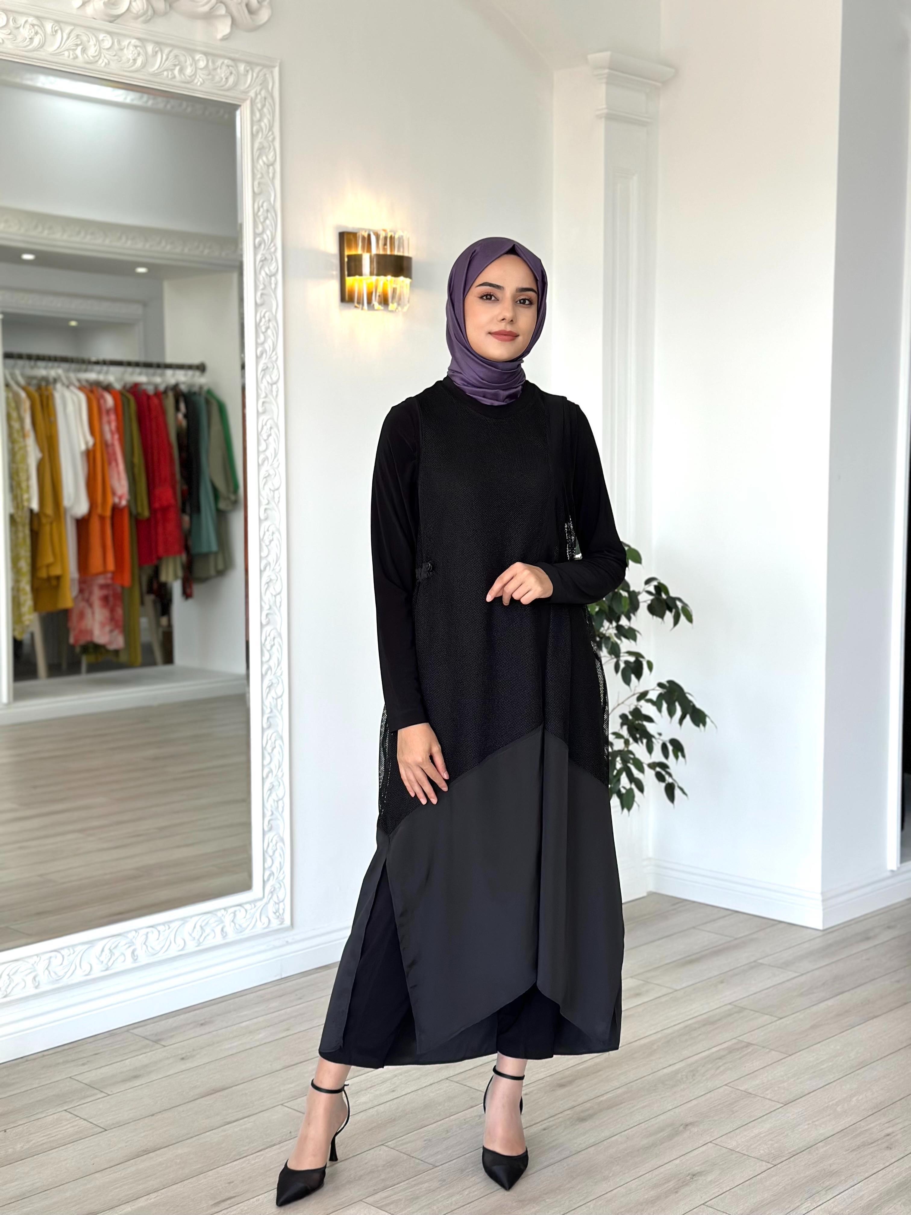Nurcan Çetin File Detaylı Pantolonlu Takım 25613