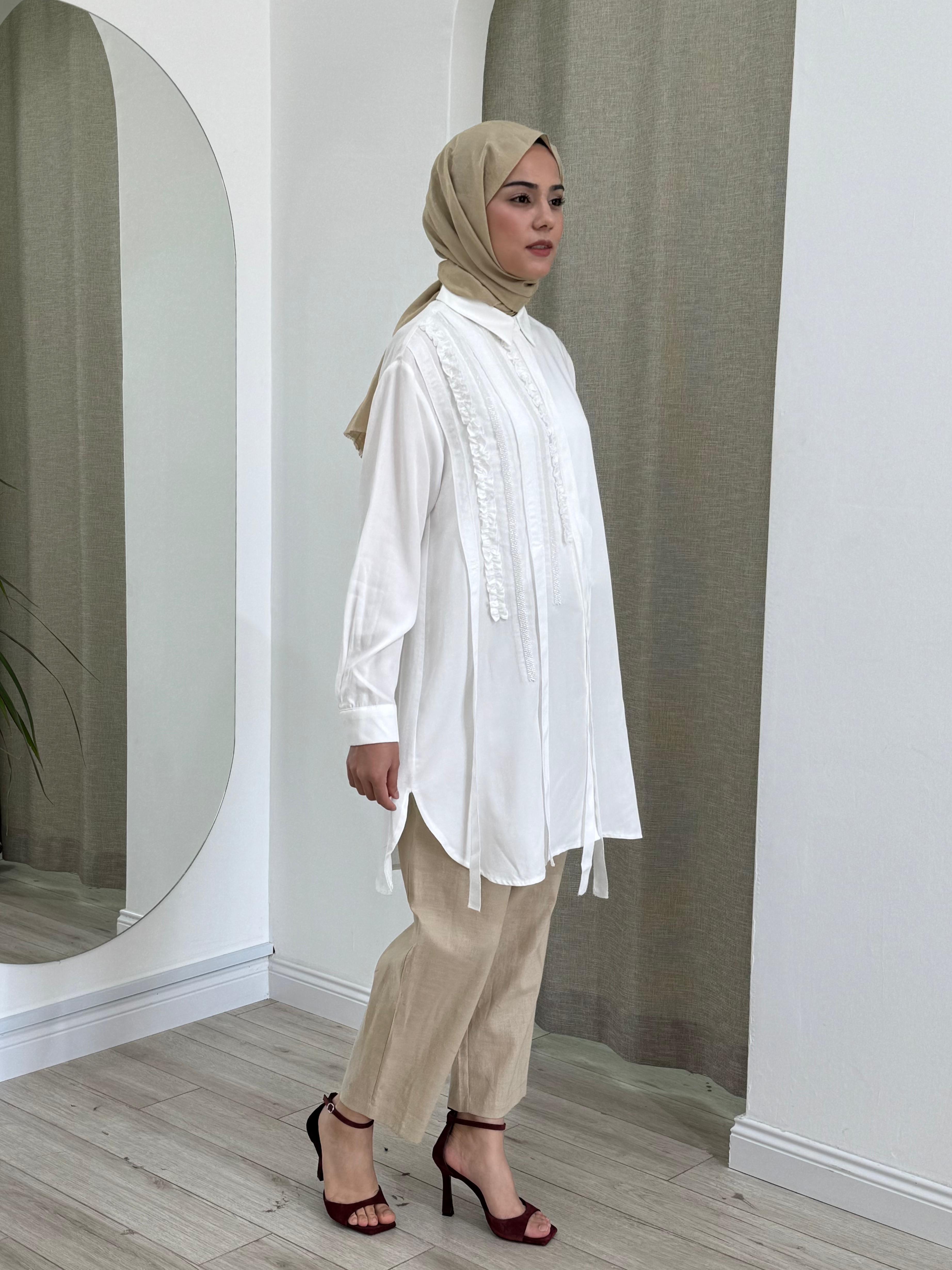 Nurcan Çetin Fırfır Detaylı Gömlek 25206