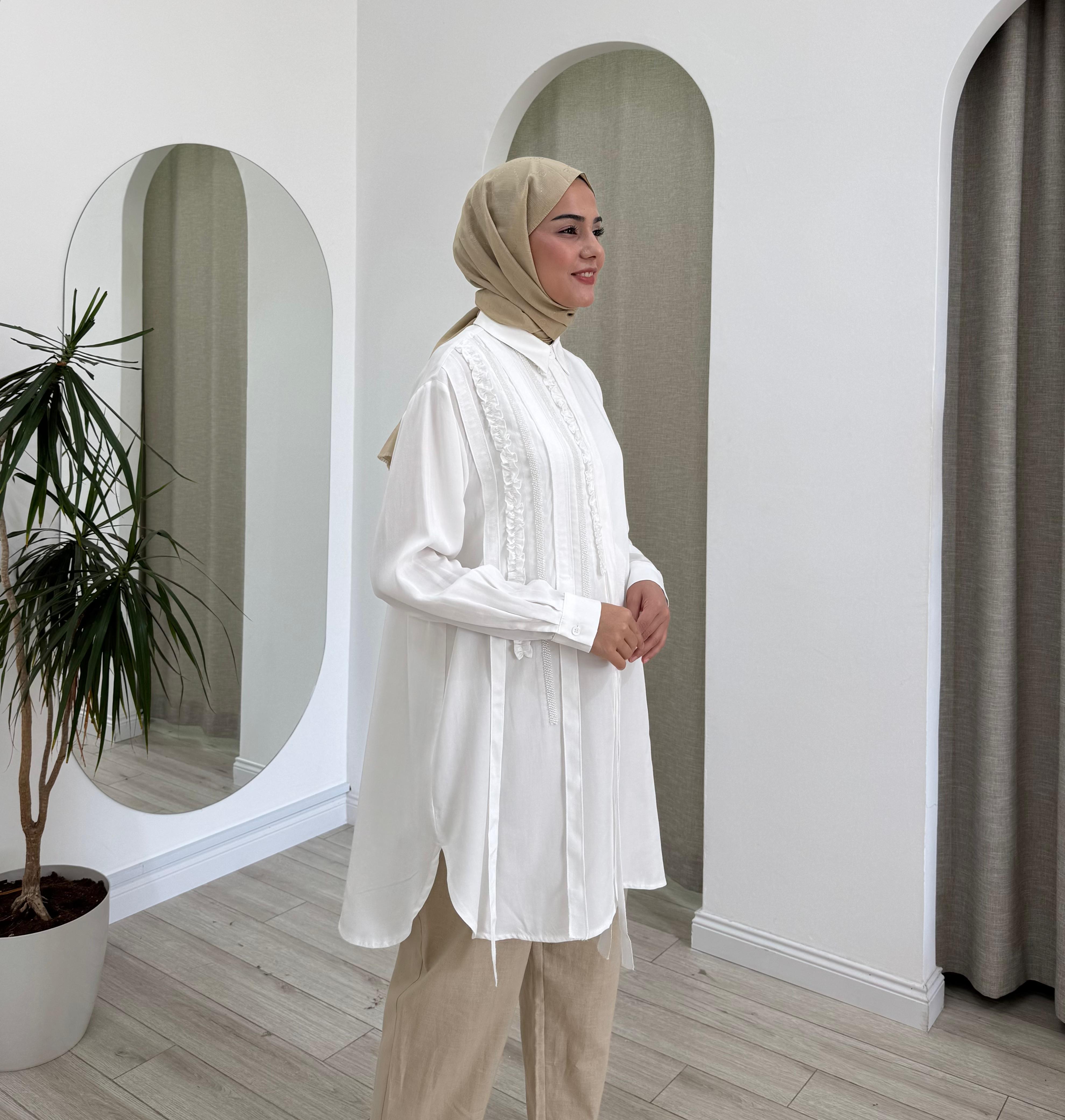 Nurcan Çetin Fırfır Detaylı Gömlek 25206