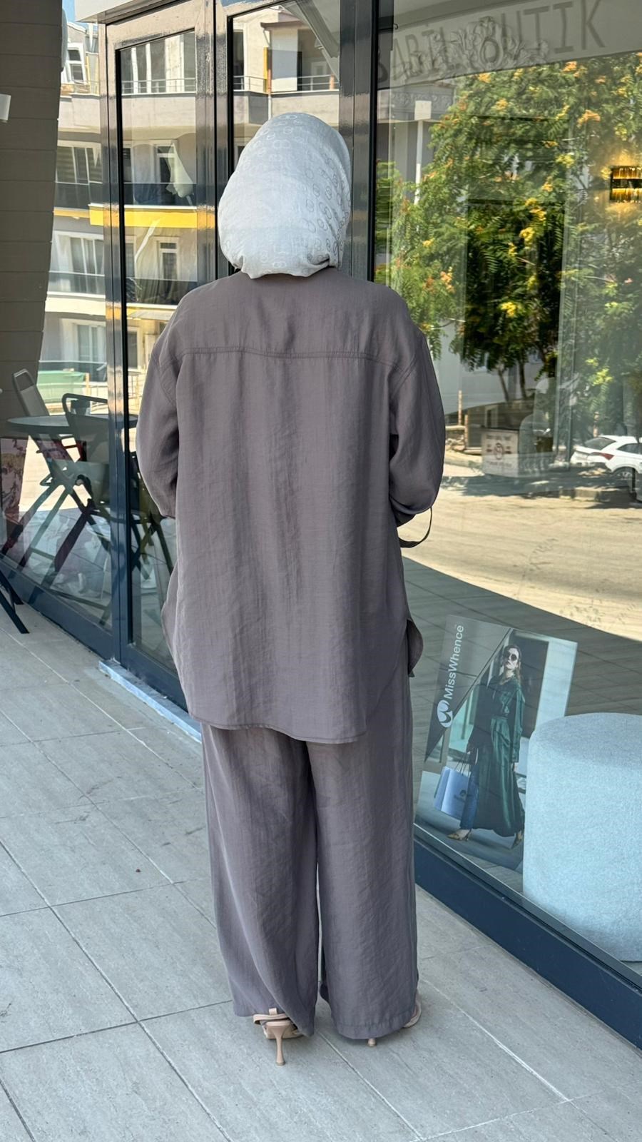 Nurcan Çetin Gömlek Bol Pantolonlu Takım 26407