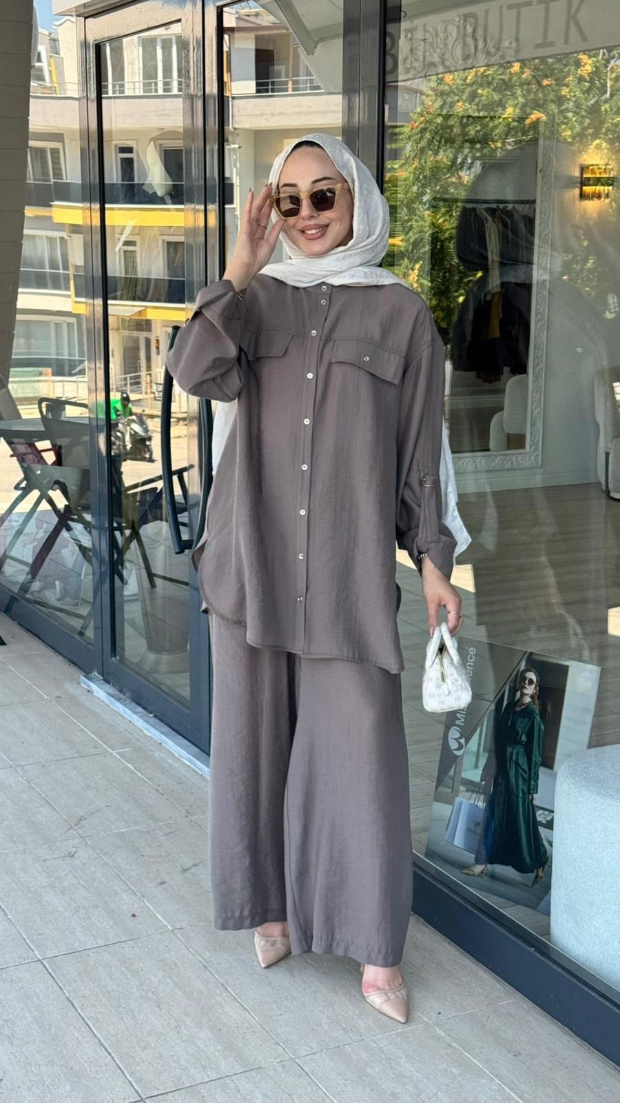 Nurcan Çetin Gömlek Bol Pantolonlu Takım 26407