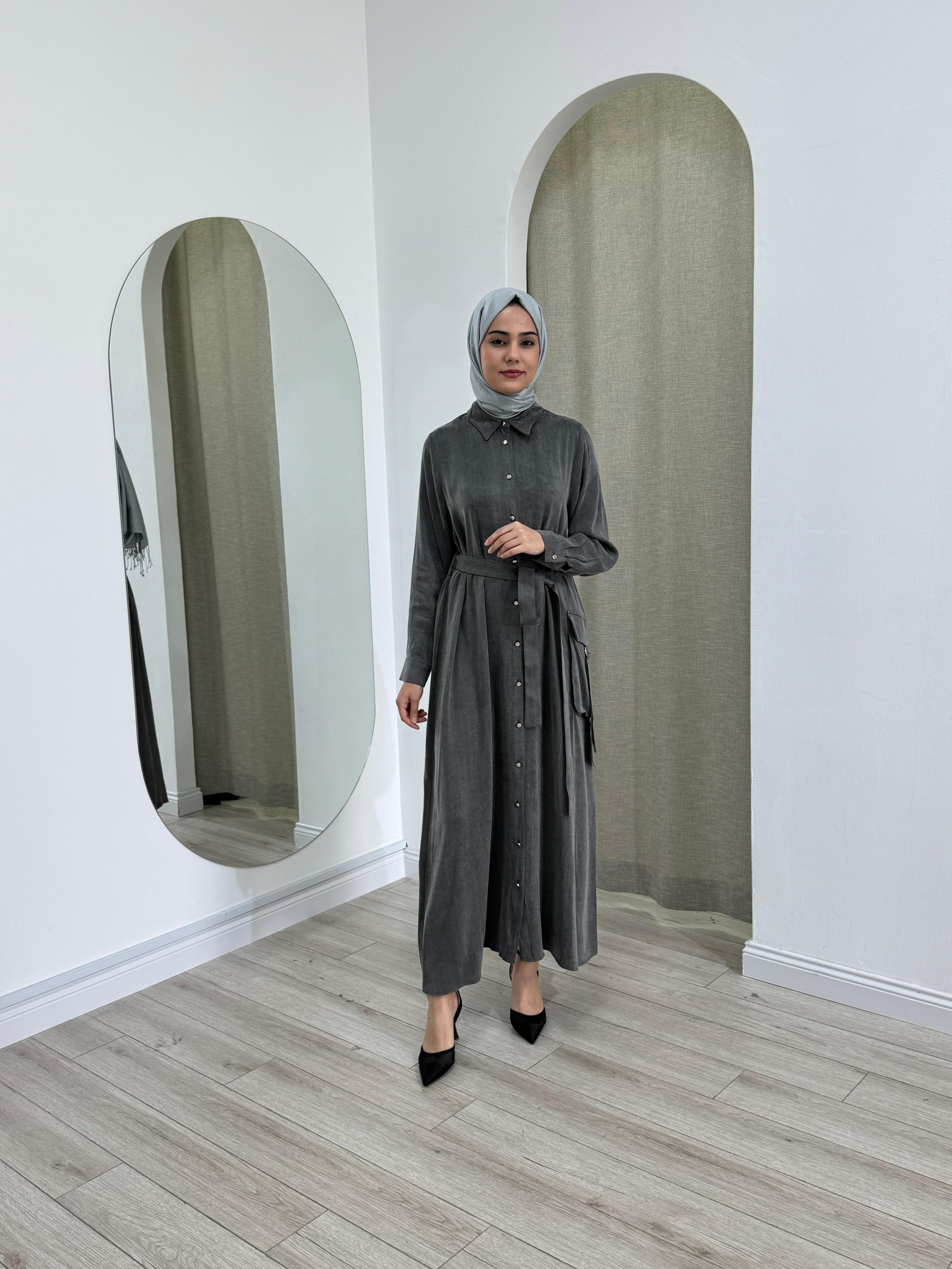 Nurcan Çetin Gömlek Elbise Siyah 25143