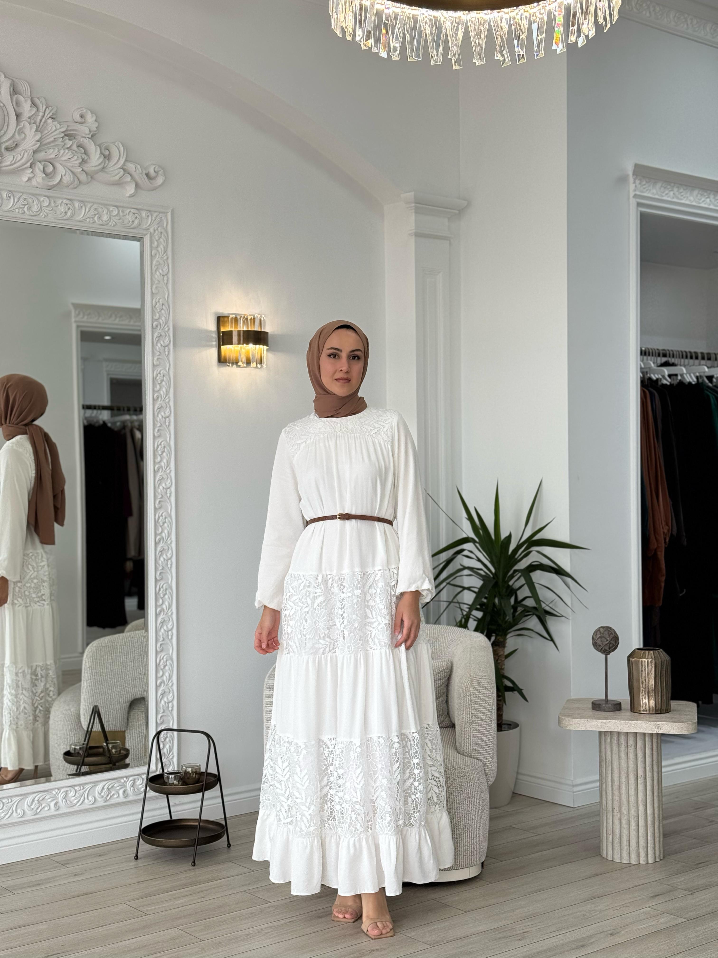 Nurcan Çetin Güpür Detaylı Elbise 25106