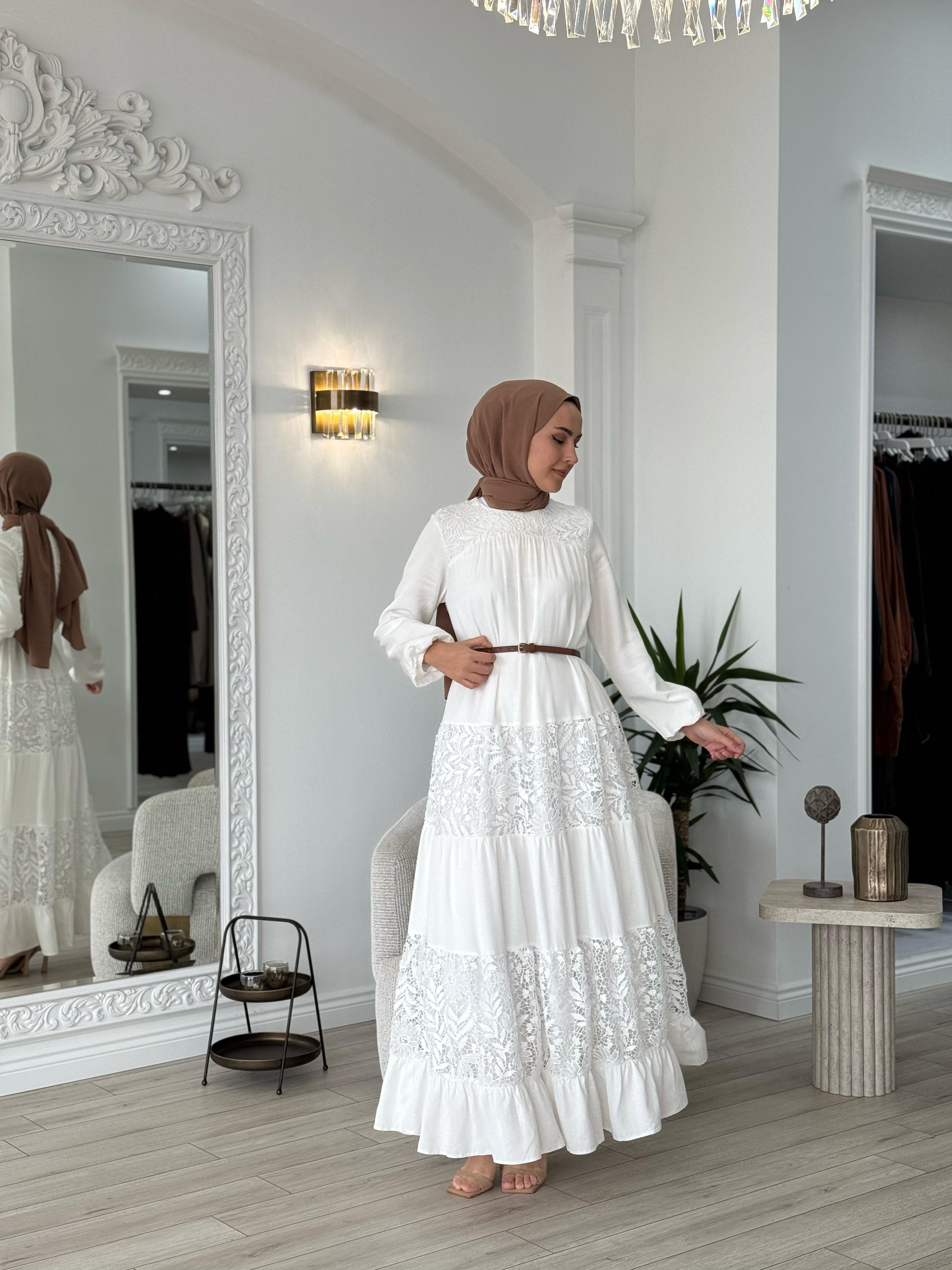 Nurcan Çetin Güpür Detaylı Elbise 25106