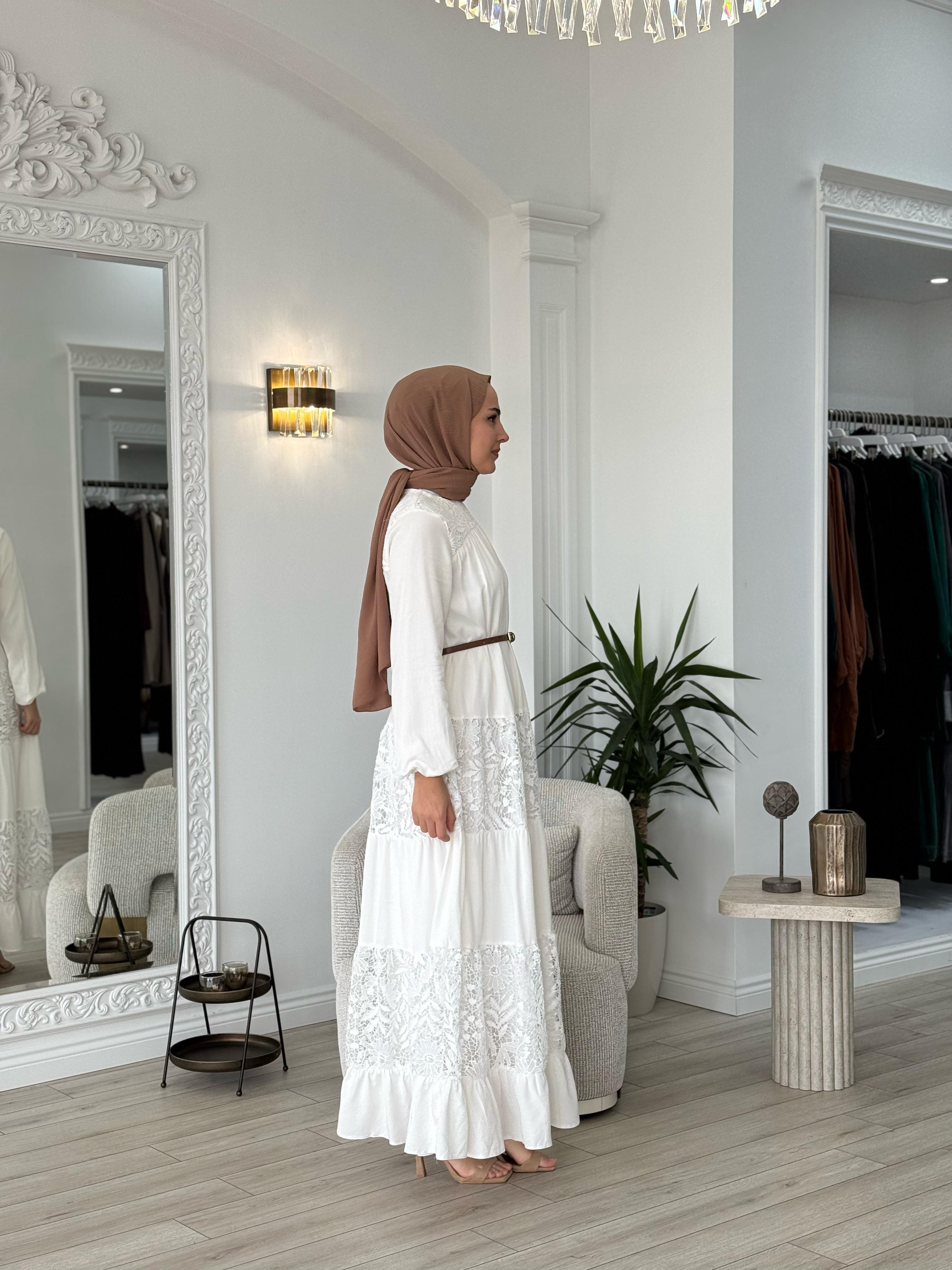 Nurcan Çetin Güpür Detaylı Elbise 25106