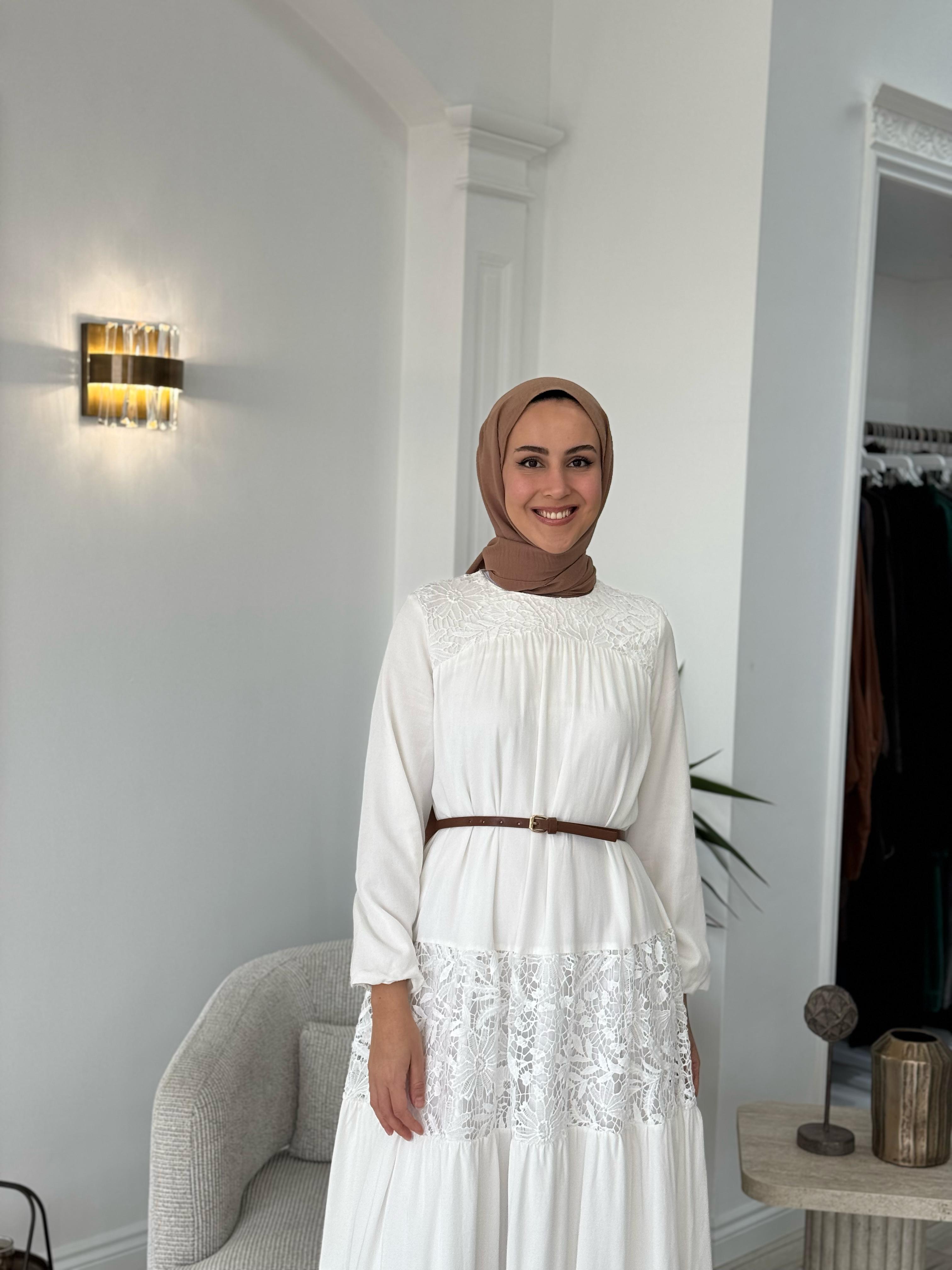 Nurcan Çetin Güpür Detaylı Elbise 25106