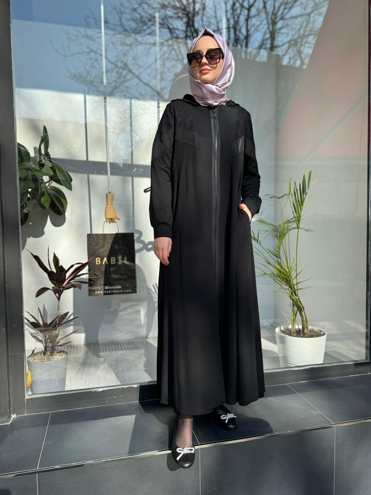 Nurcan Çetin Güpür Ferace Siyah 24940