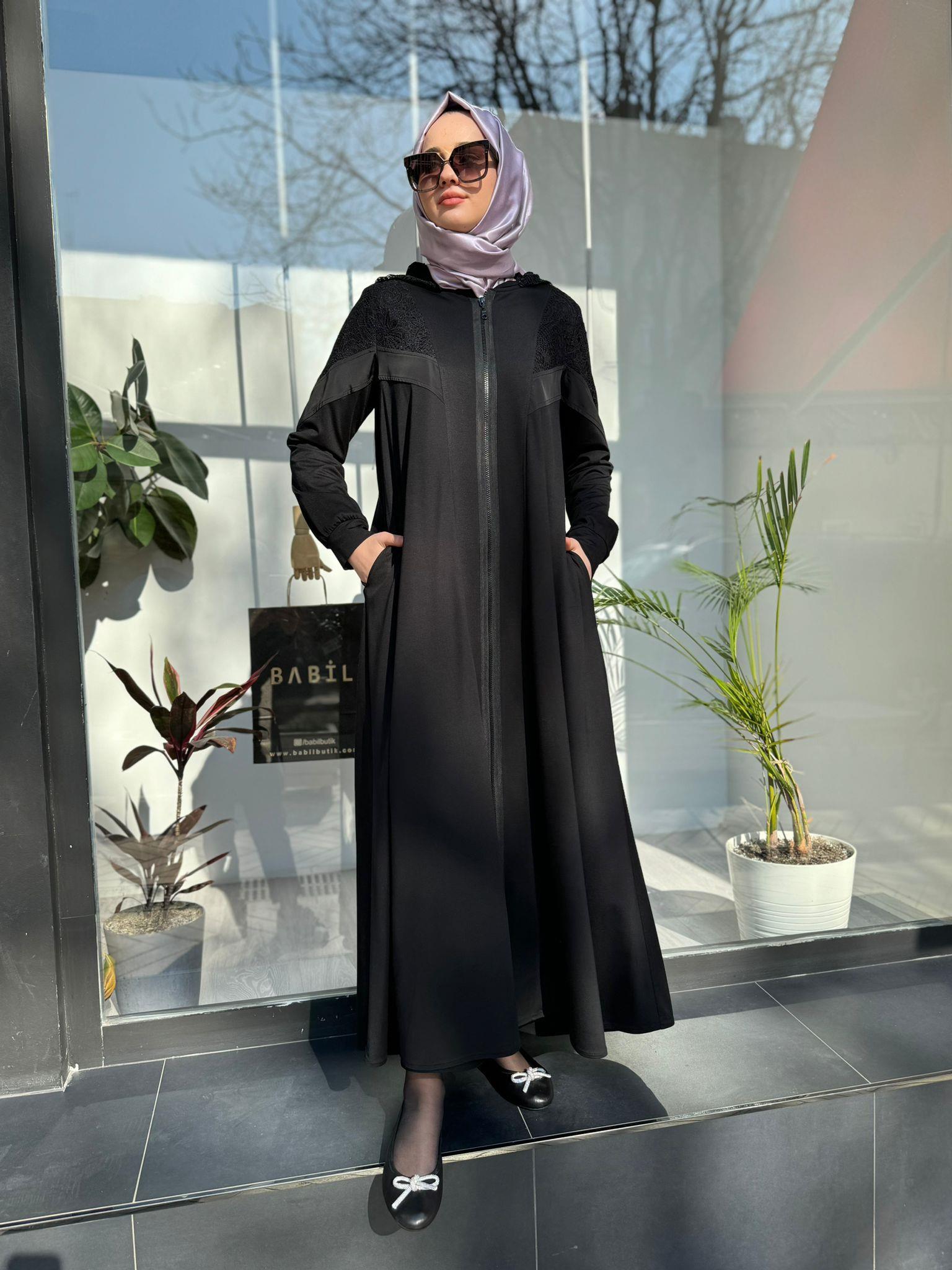 Nurcan Çetin Güpür Ferace Siyah 24940