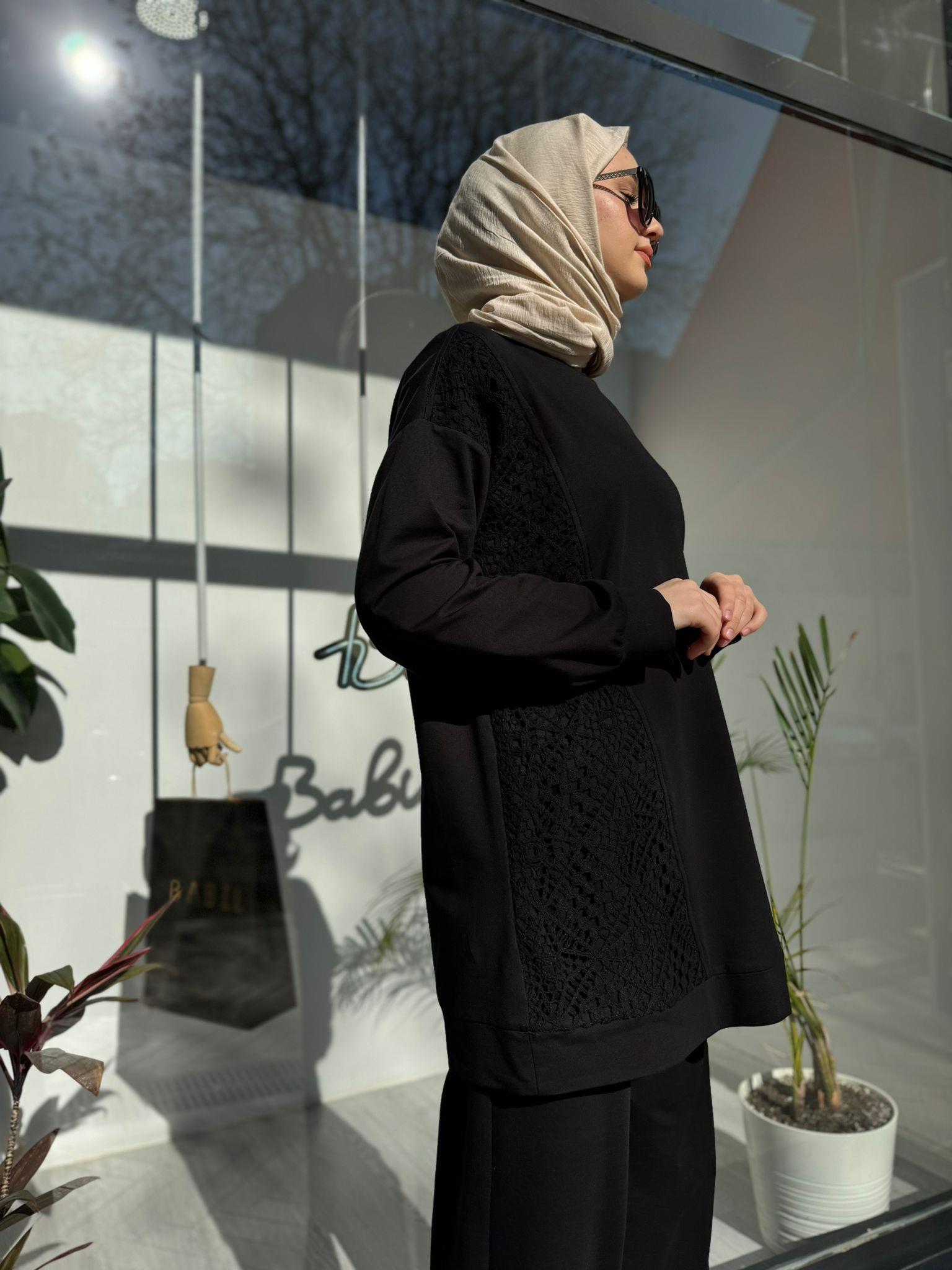 Nurcan Çetin Güpürlü Takım Siyah 24471