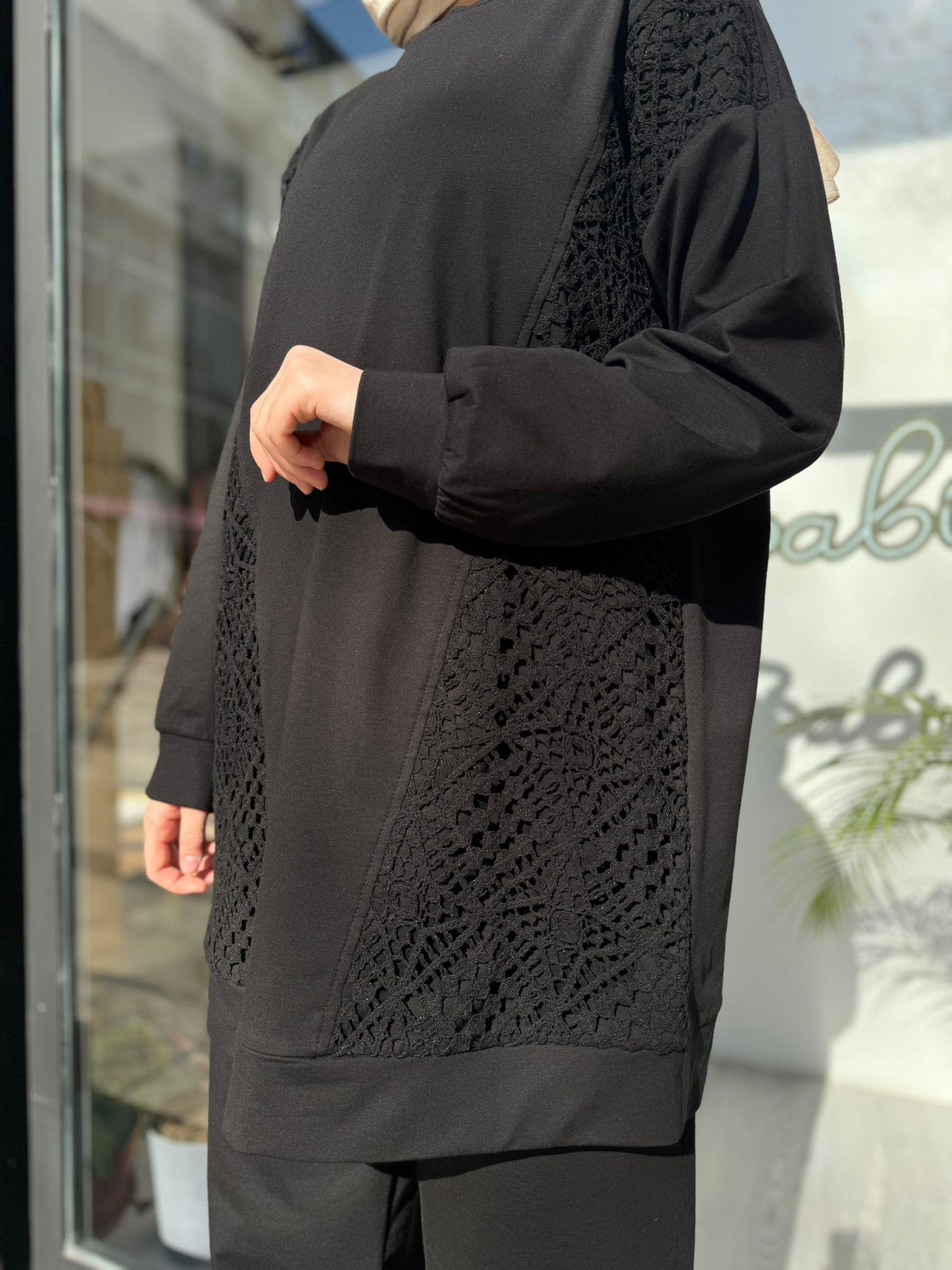 Nurcan Çetin Güpürlü Takım Siyah 24471