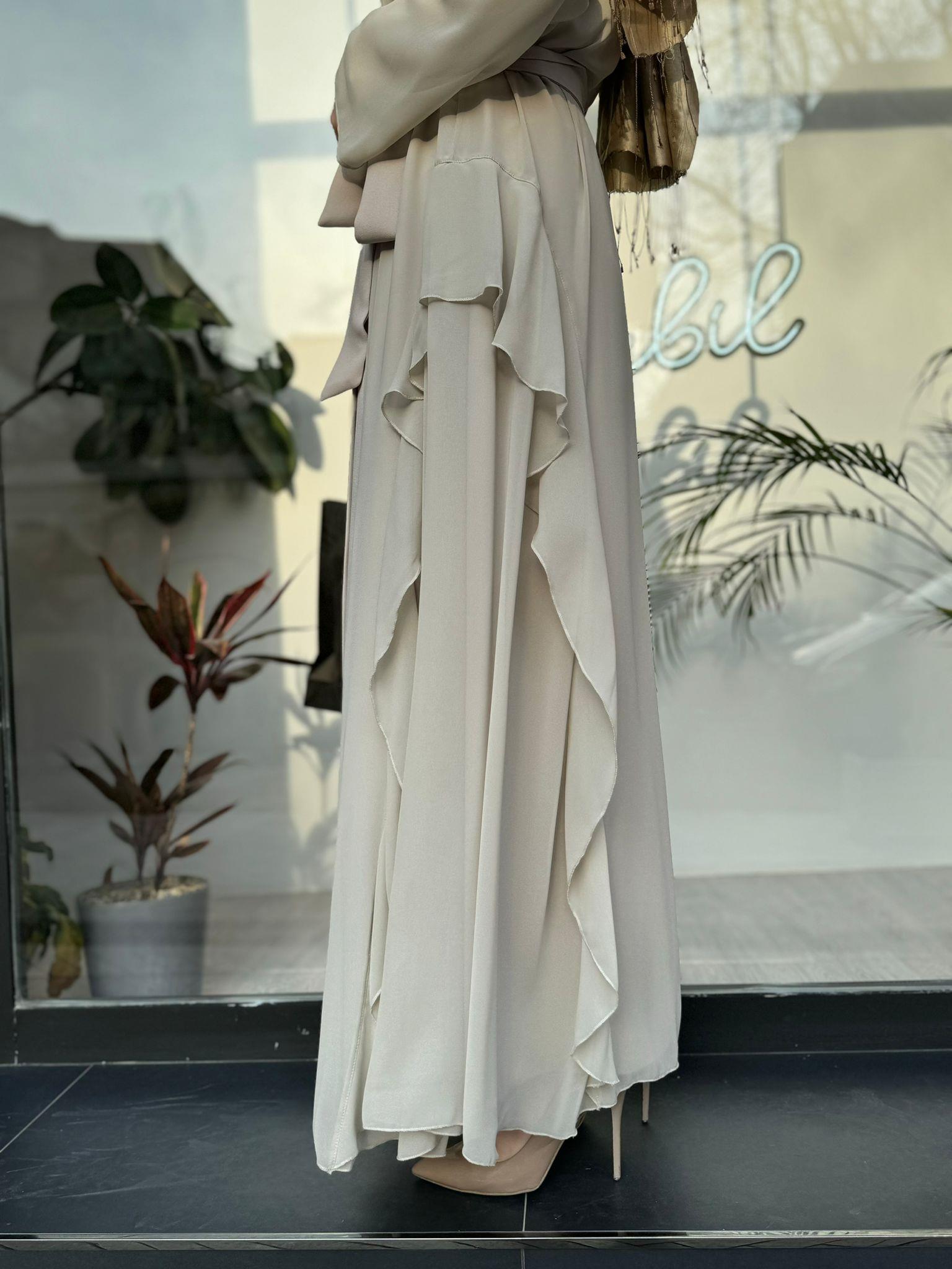 Nurcan Çetin İşlemeli İkili Abaya Bej 7640