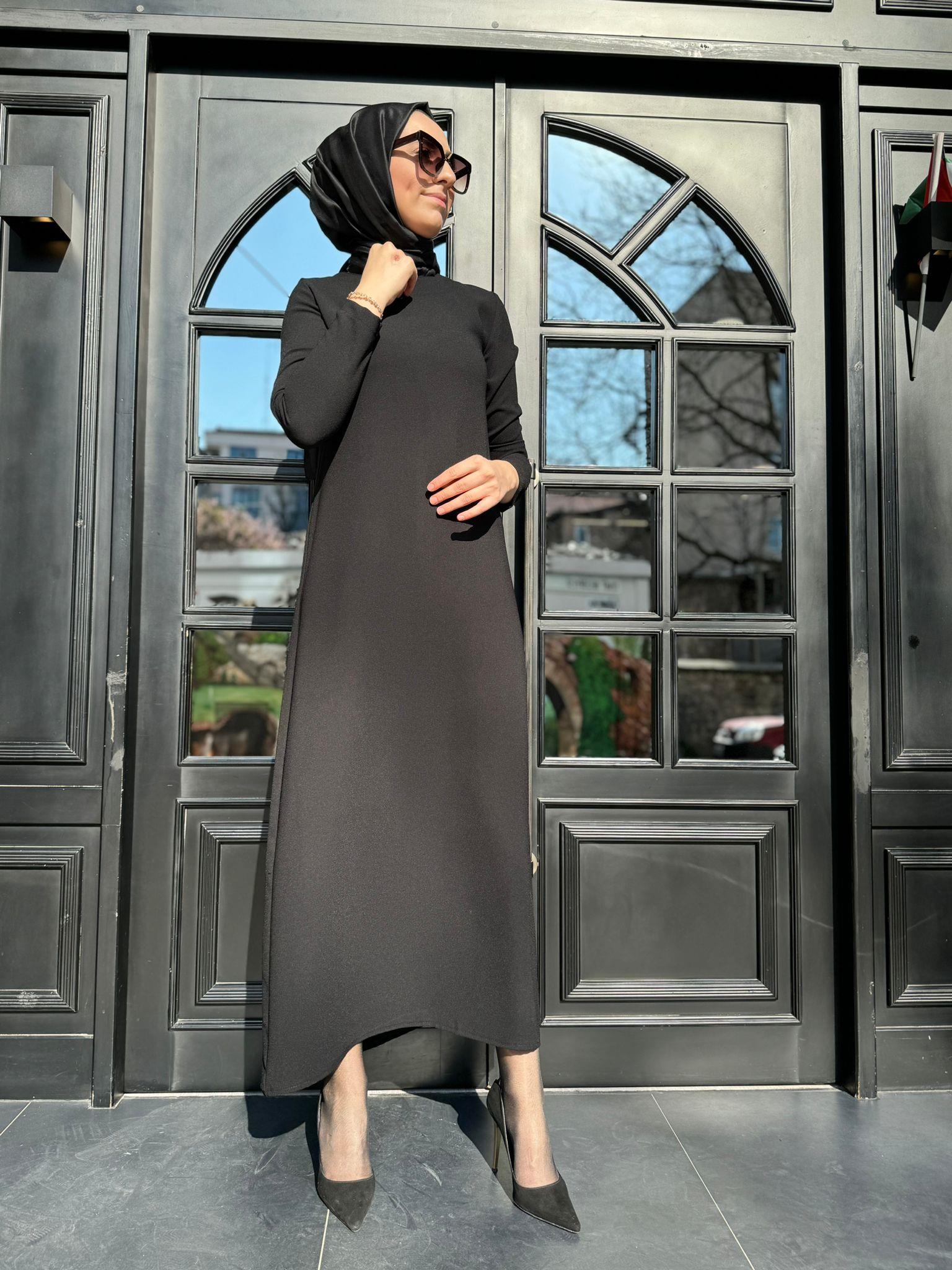 Nurcan Çetin İşlemeli İkili Abaya Siyah 7640