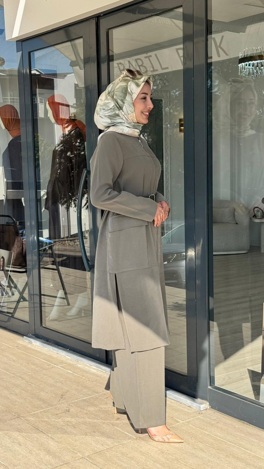 Nurcan Çetin Kemer Detaylı Cep Görünümlü Tunik Takım 26458