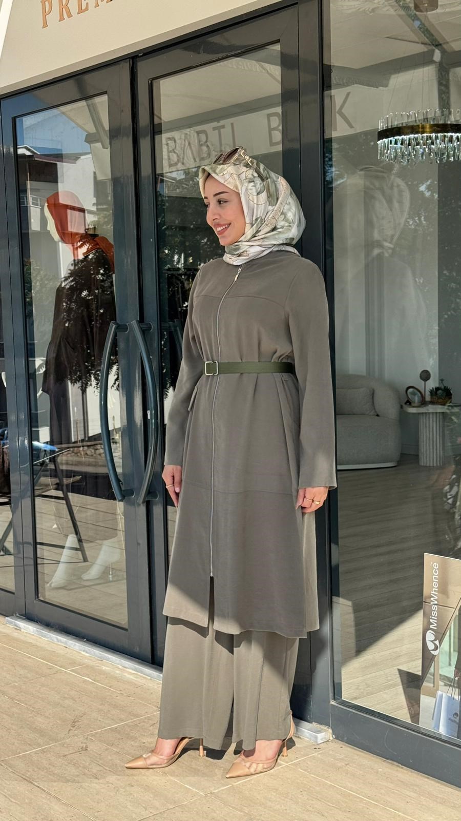 Nurcan Çetin Kemer Detaylı Cep Görünümlü Tunik Takım 26458