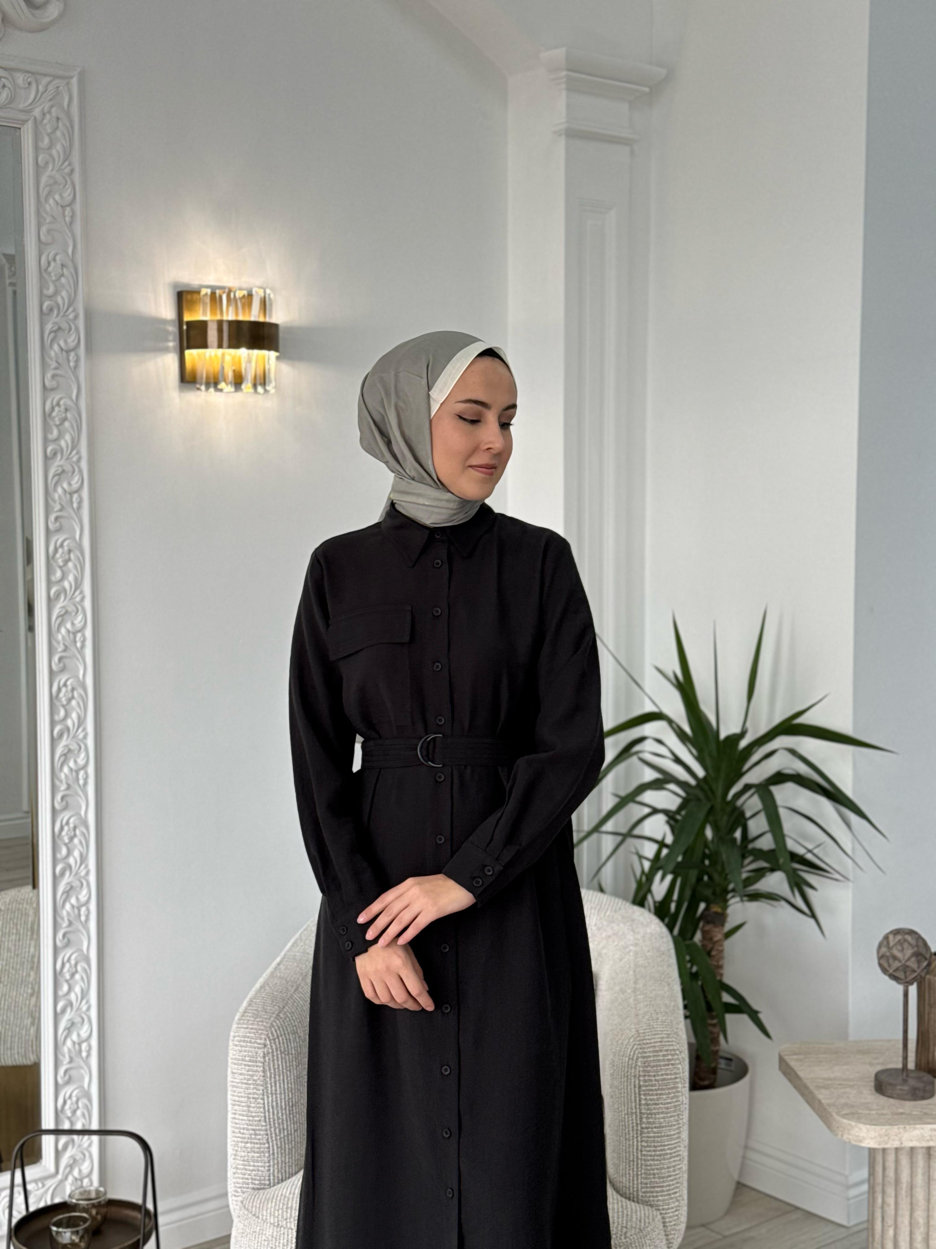 Nurcan Çetin Kemerli Gömlek Kap Siyah 25207