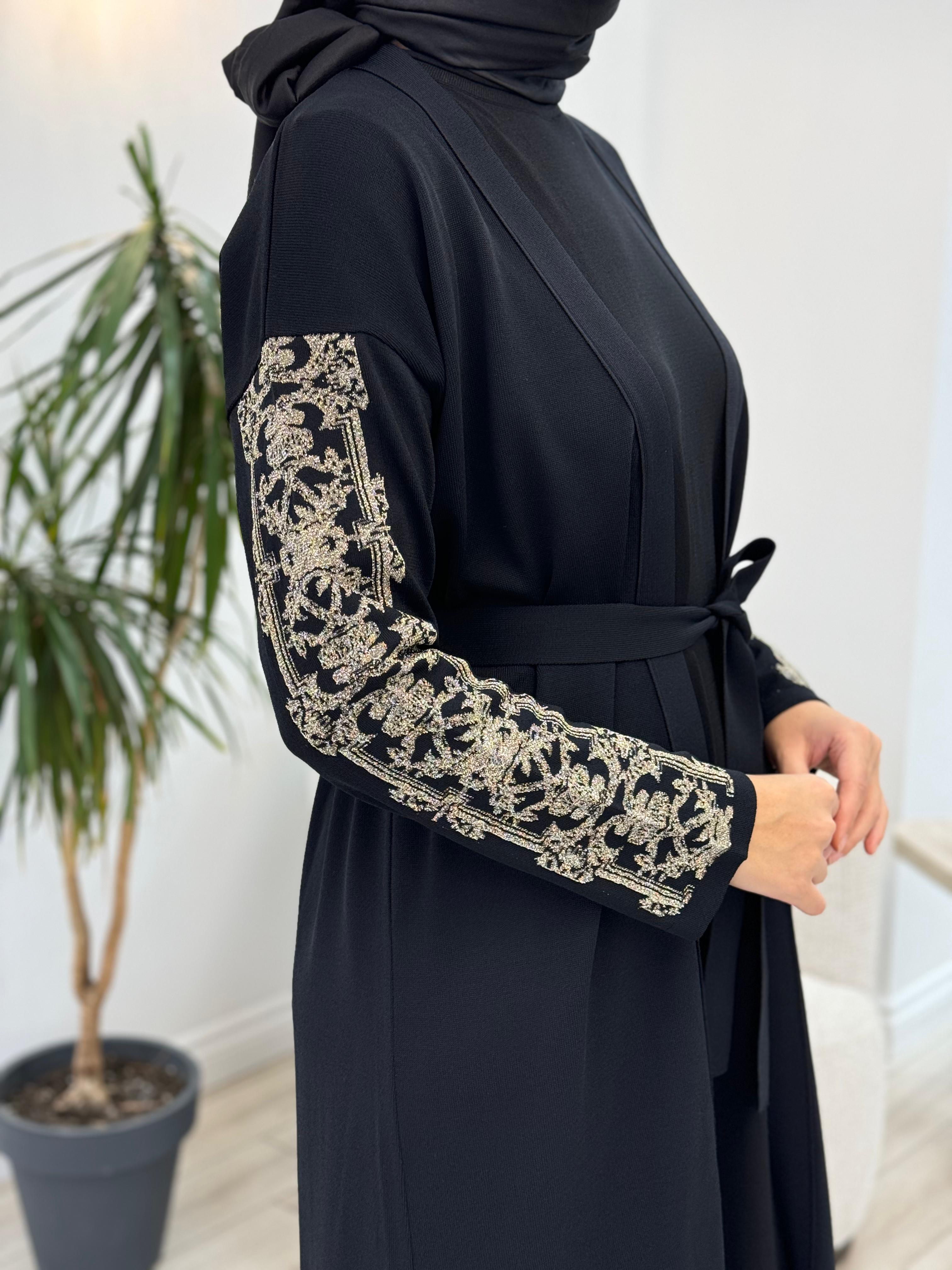 Nurcan Çetin Kolu Simli Jakarlı Triko Hırka nr101