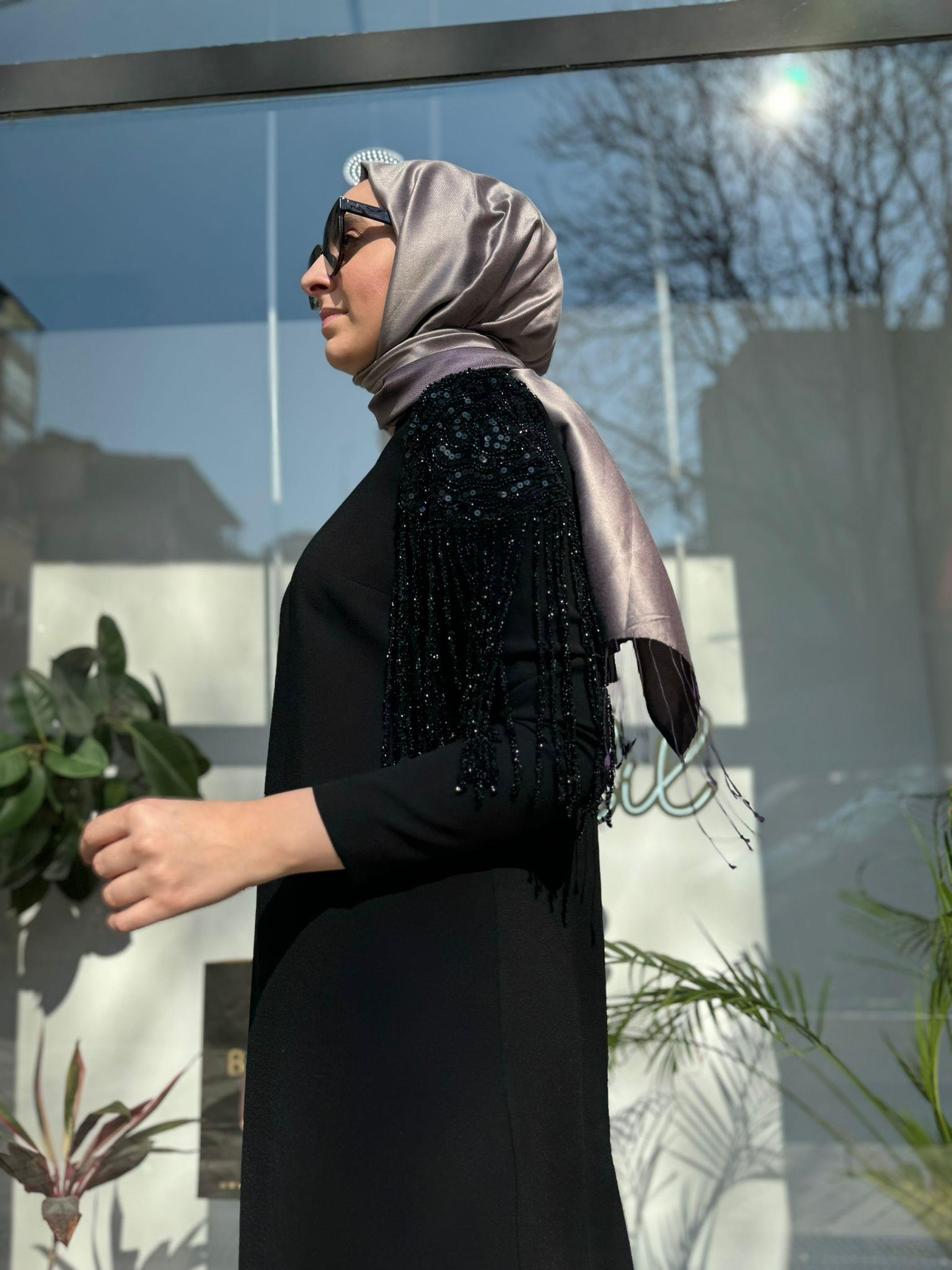 Nurcan Çetin Omzu Püsküllü Elbise Siyah 7121