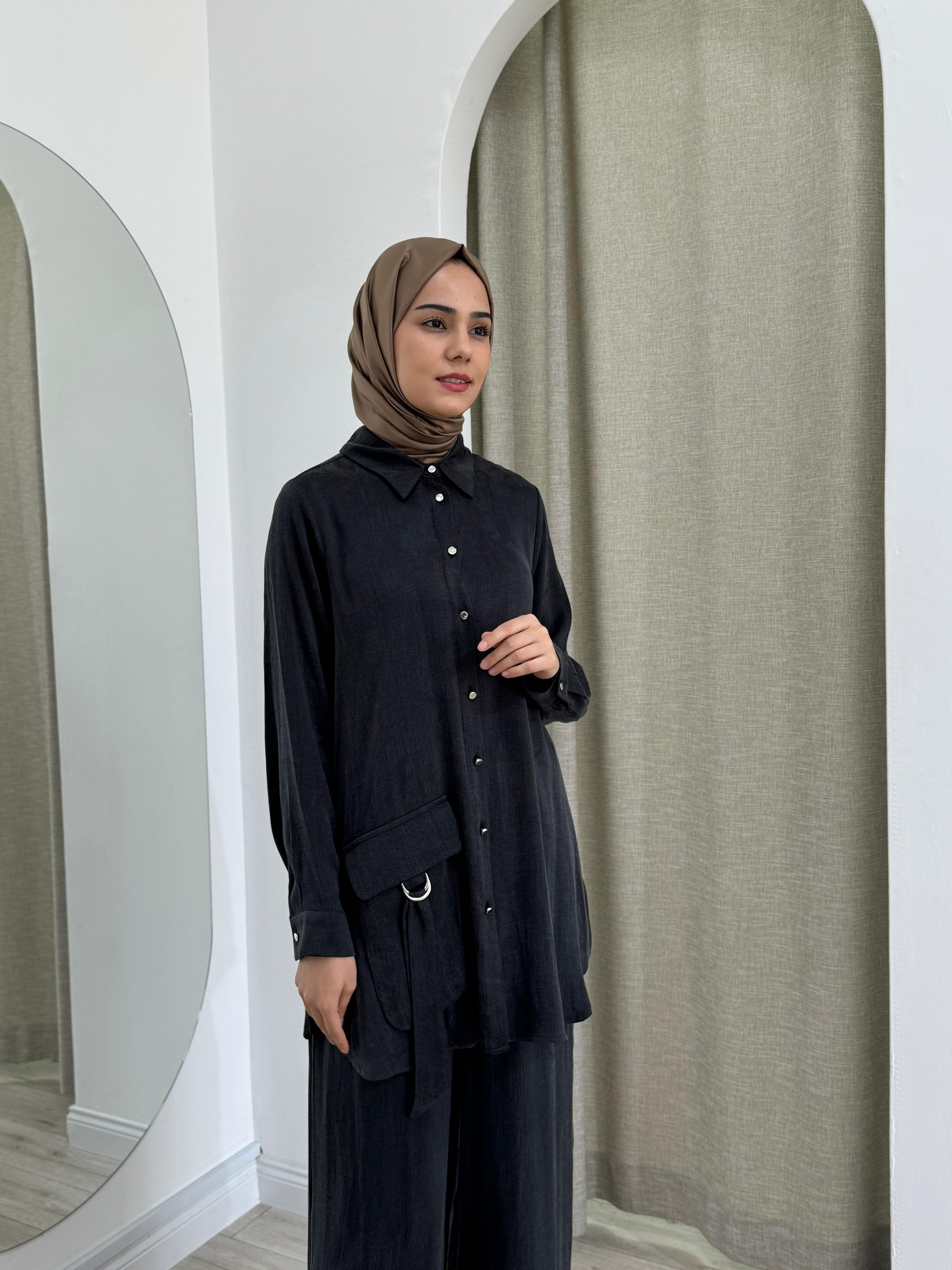 Nurcan Çetin Pantolonlu Takım Siyah 25478