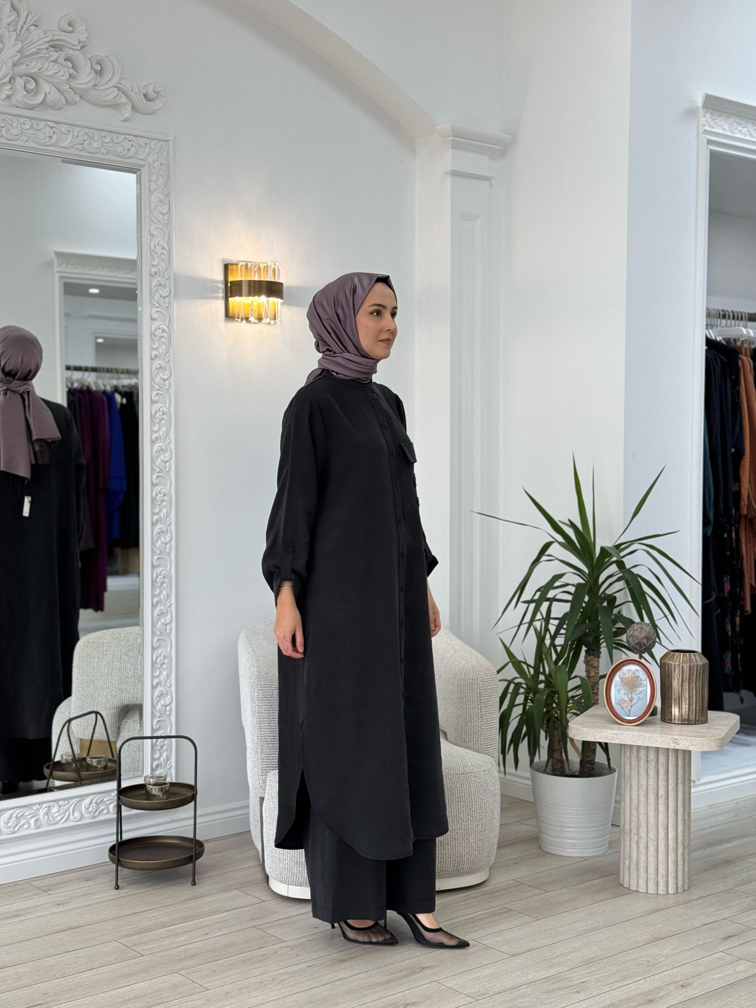 Nurcan Çetin Pantolonlu Takım Siyah 25447