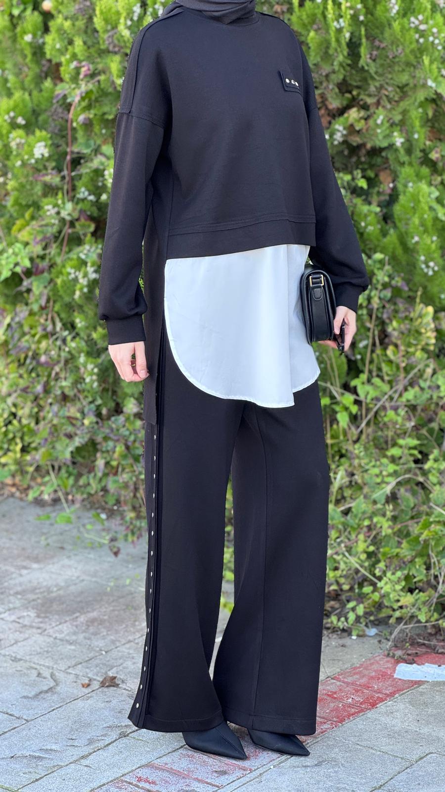 Nurcan Çetin Pantolonlu Takım Siyah 25574