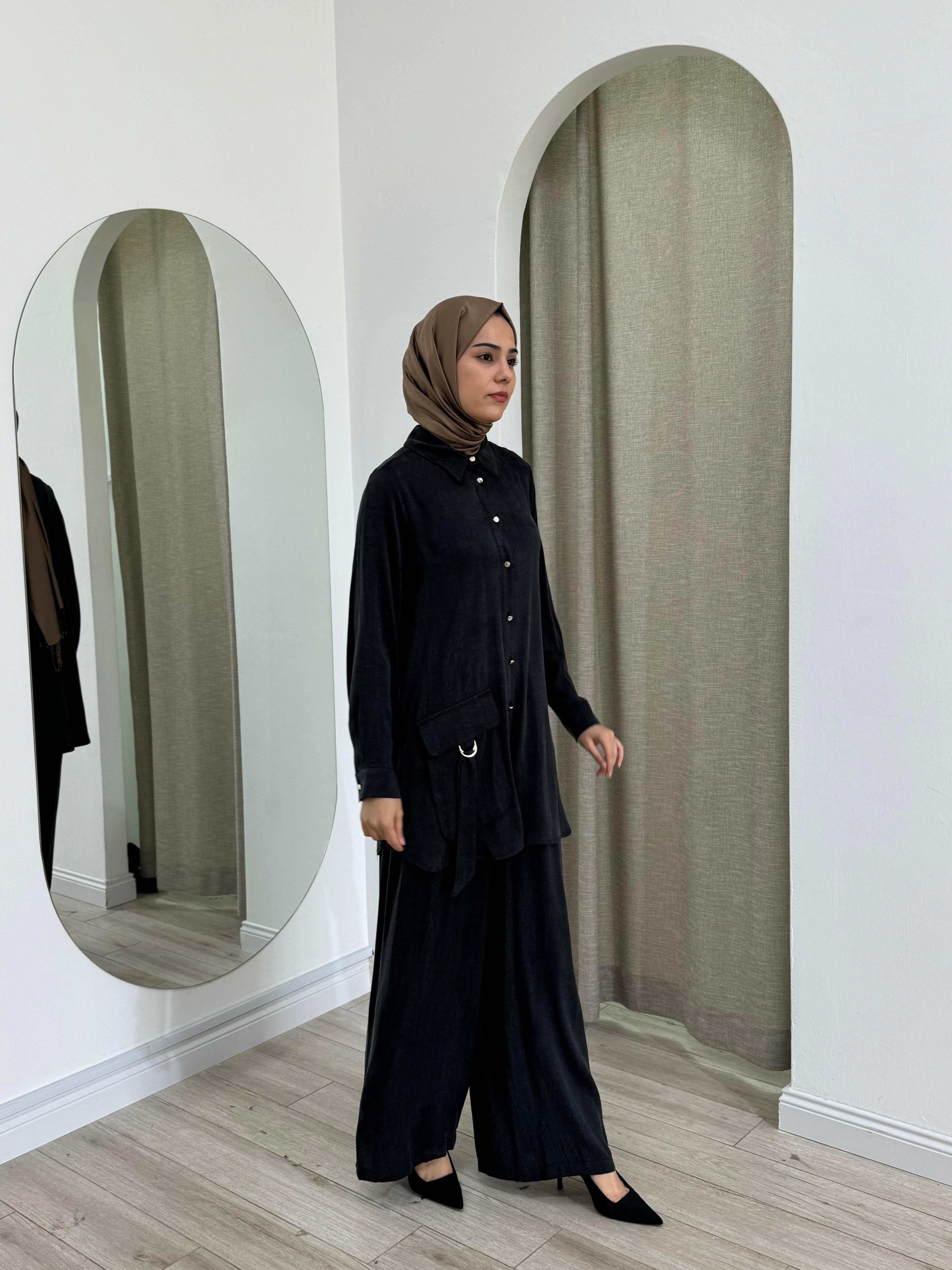Nurcan Çetin Pantolonlu Takım Siyah 25478