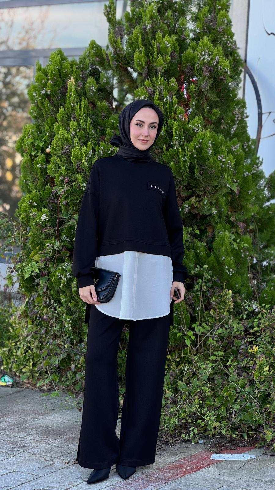 Nurcan Çetin Pantolonlu Takım Siyah 25574