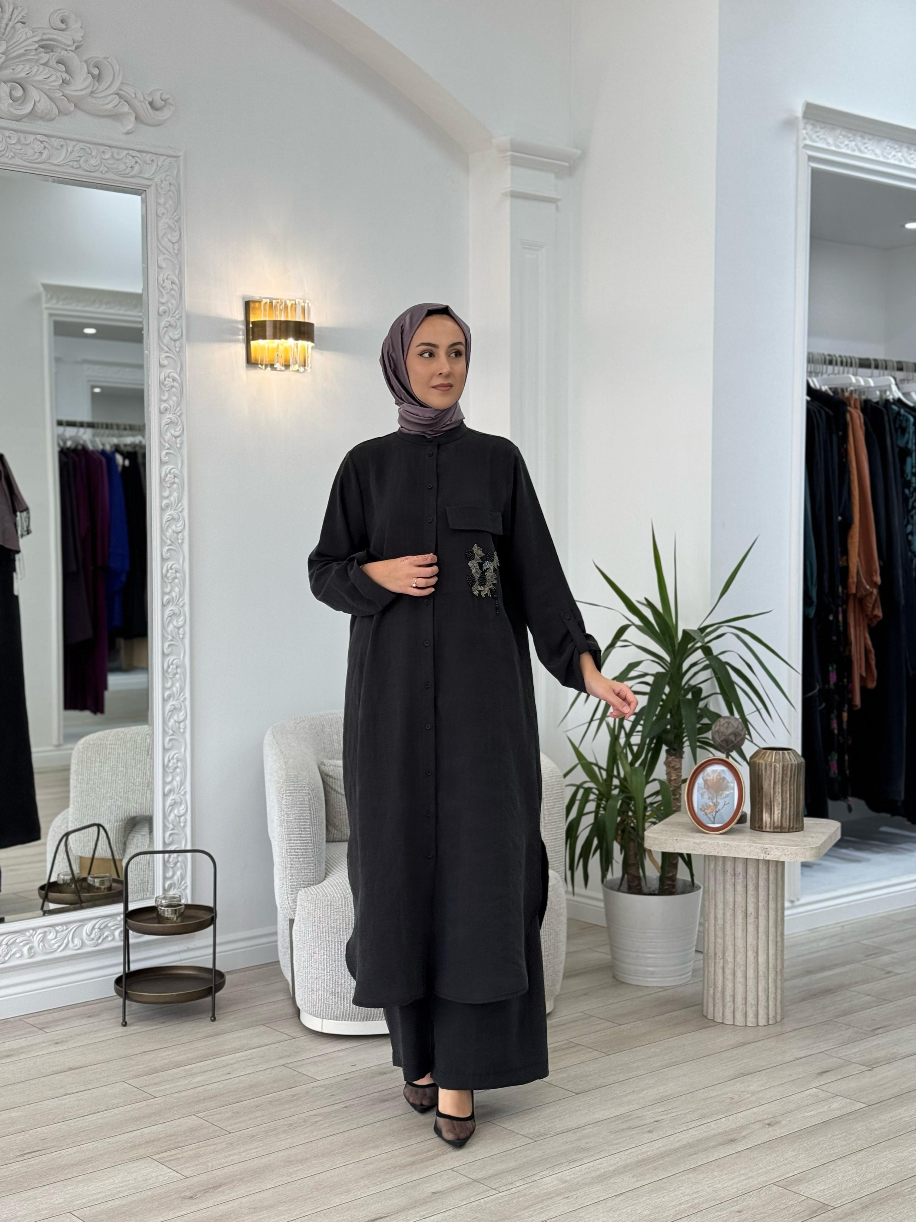 Nurcan Çetin Pantolonlu Takım Siyah 25447