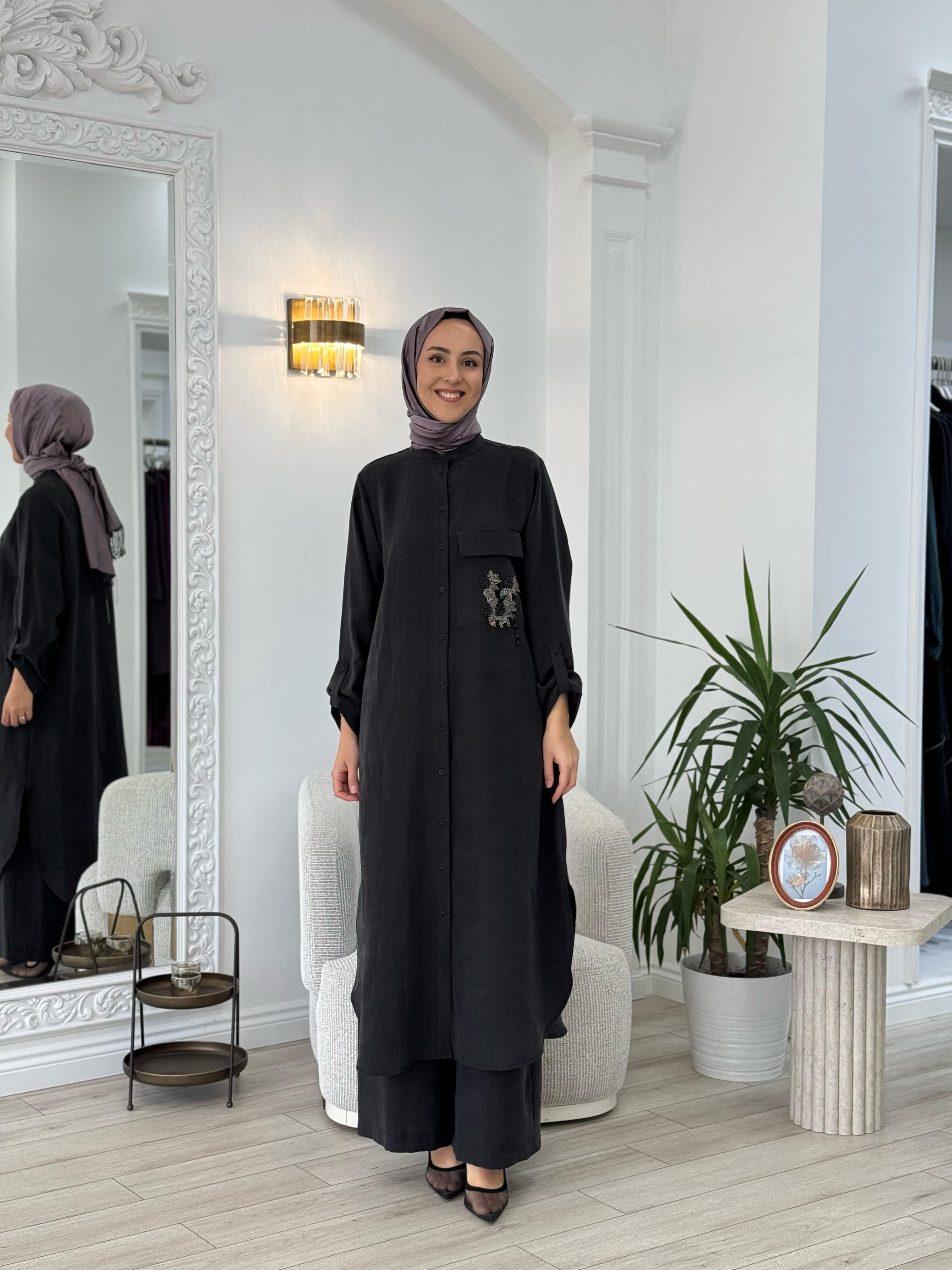 Nurcan Çetin Pantolonlu Takım Siyah 25447
