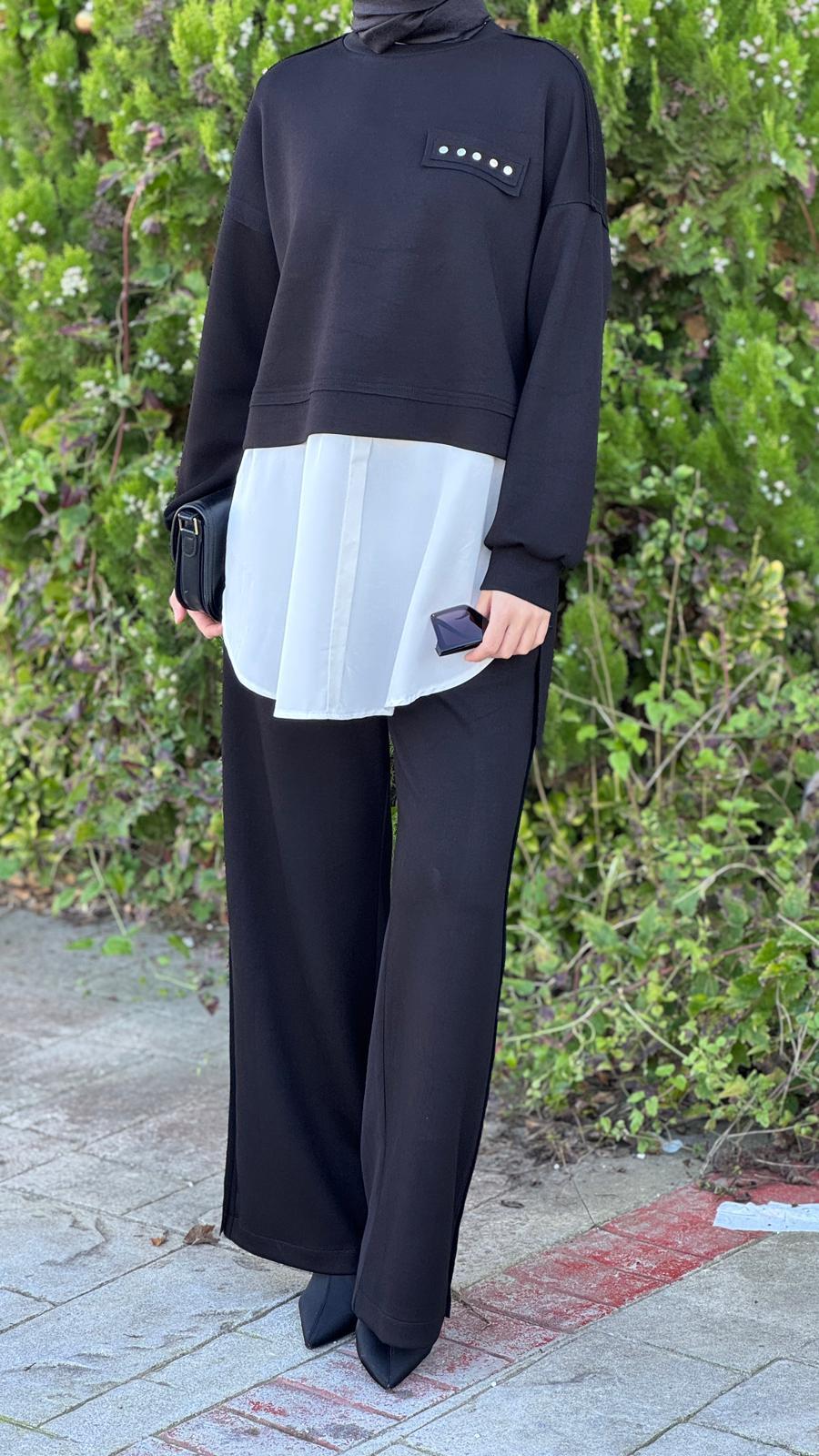 Nurcan Çetin Pantolonlu Takım Siyah 25574