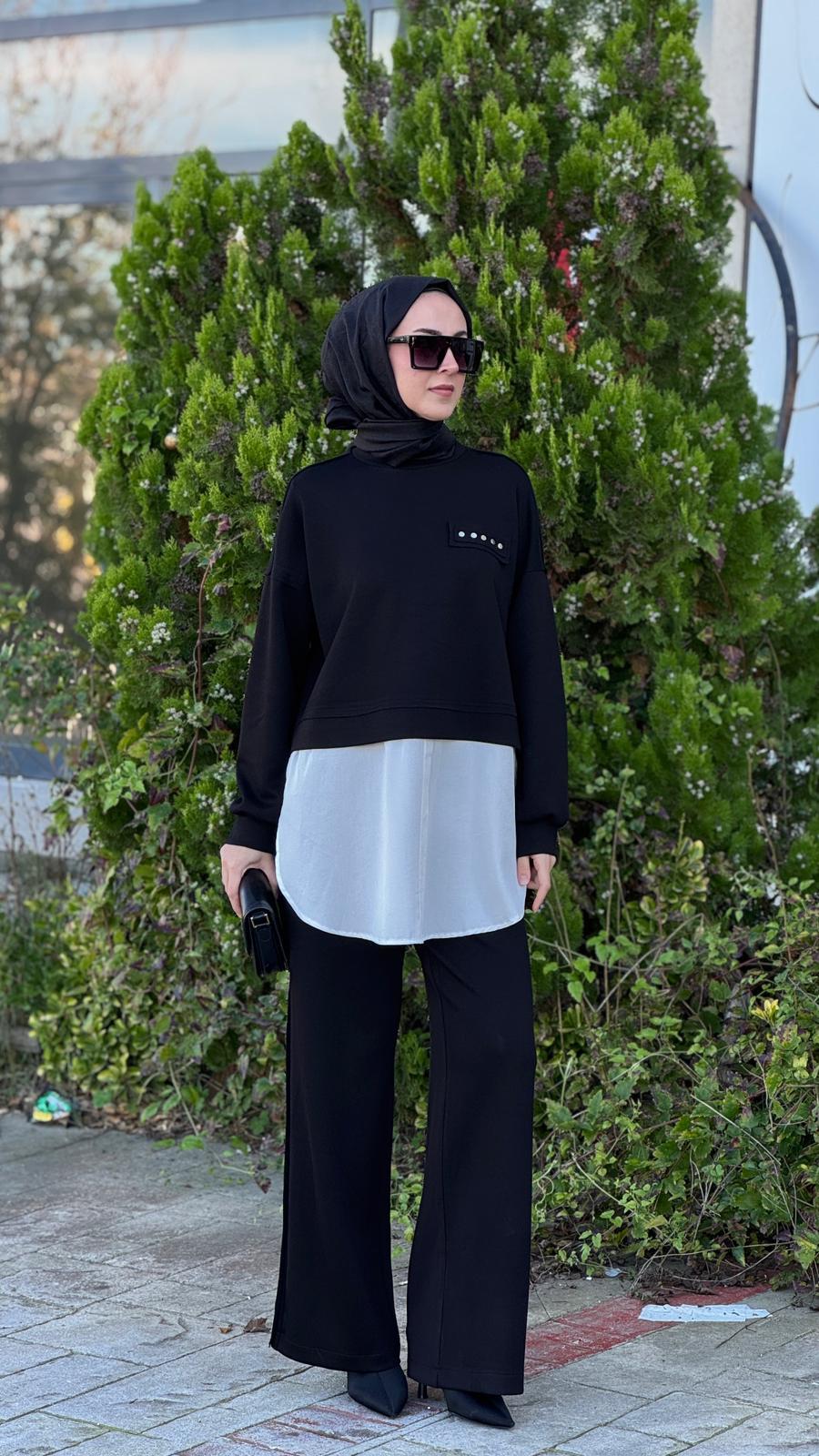 Nurcan Çetin Pantolonlu Takım Siyah 25574