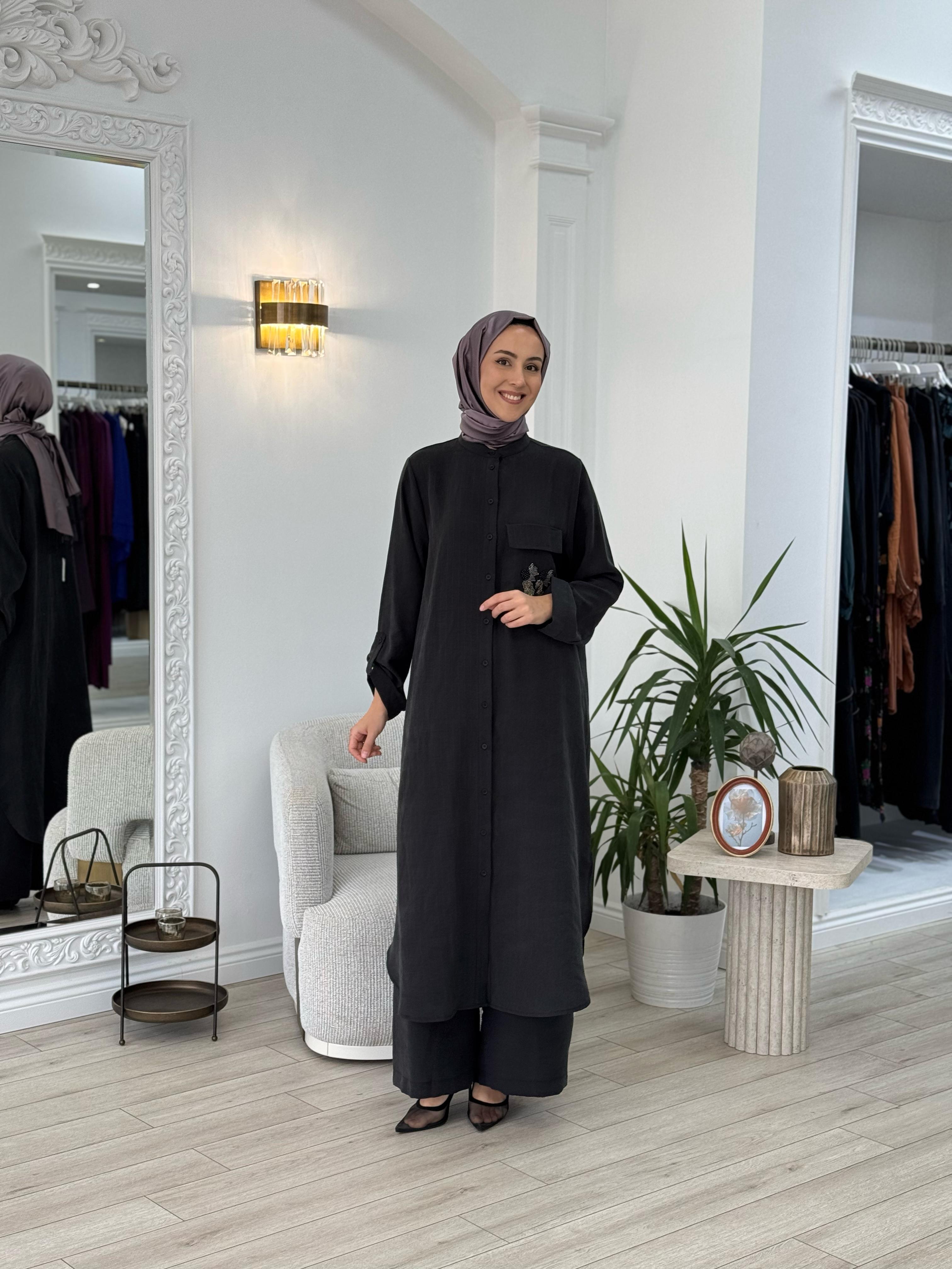 Nurcan Çetin Pantolonlu Takım Siyah 25447