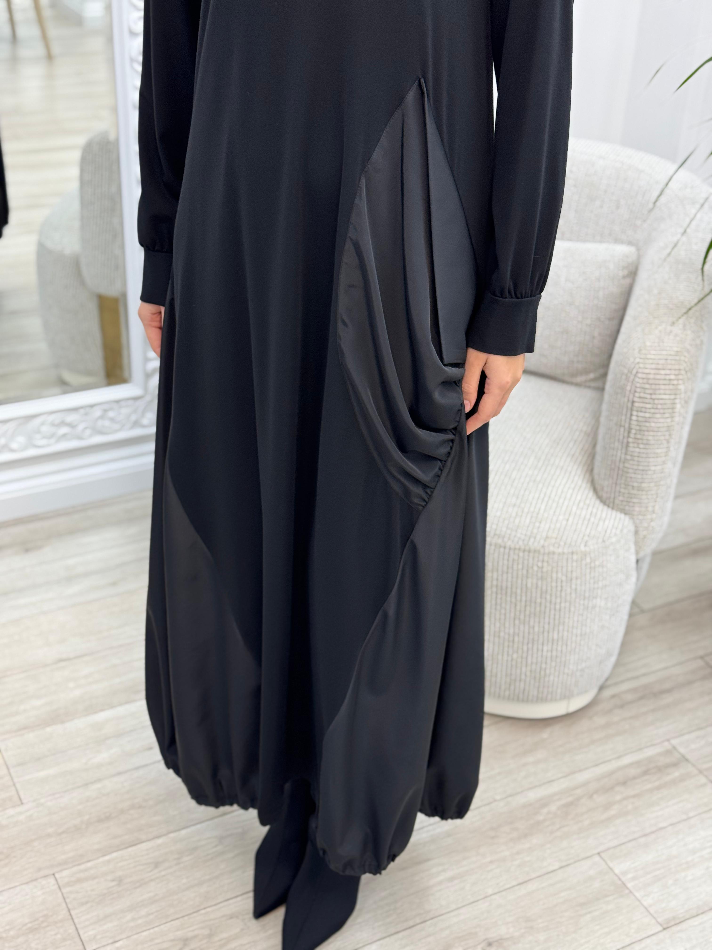 Nurcan Çetin Paraşüt Detaylı Elbise Siyah 24155
