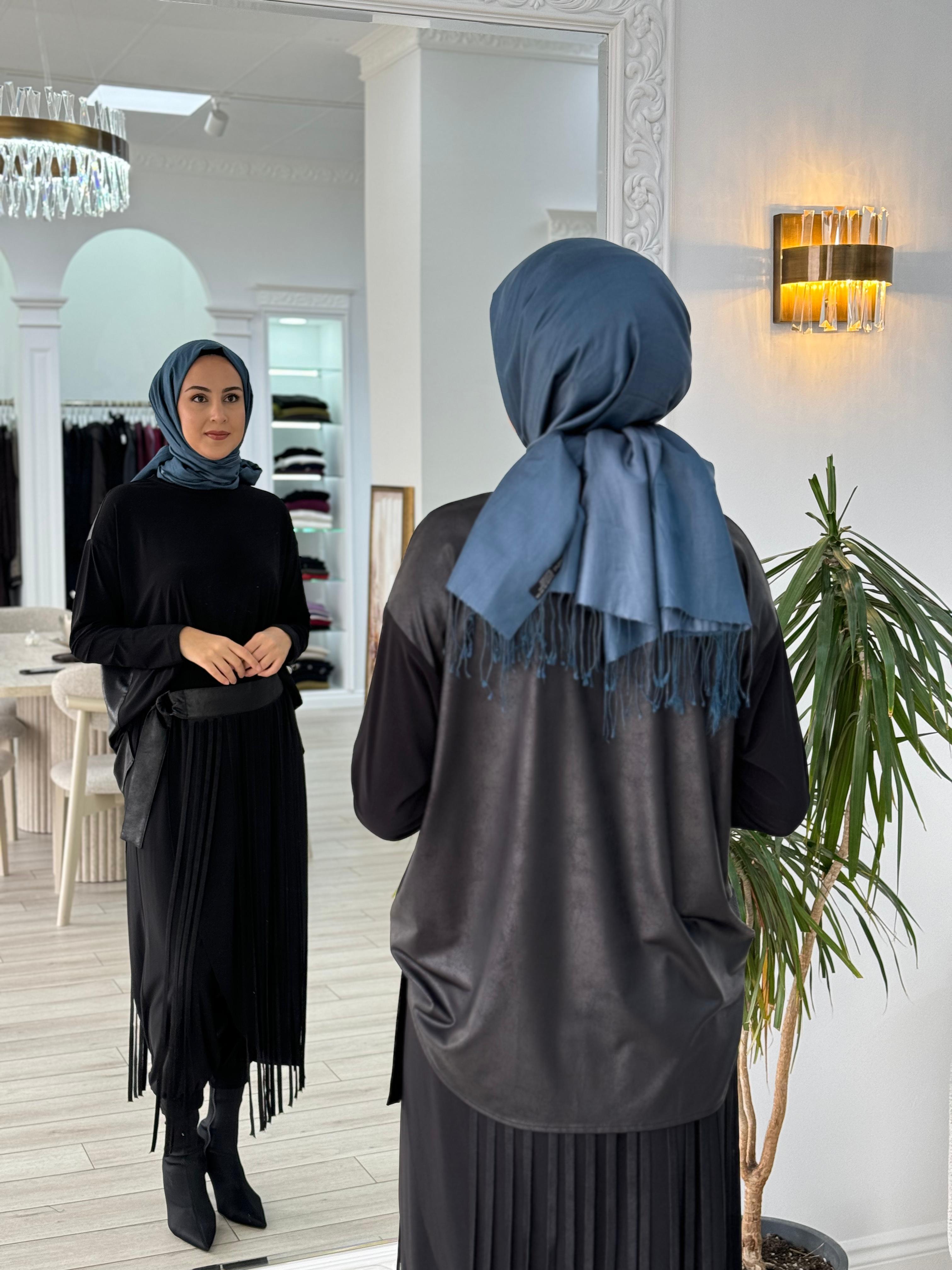 Nurcan Çetin Püskül Detaylı Siyah Şalvar Takım 16422