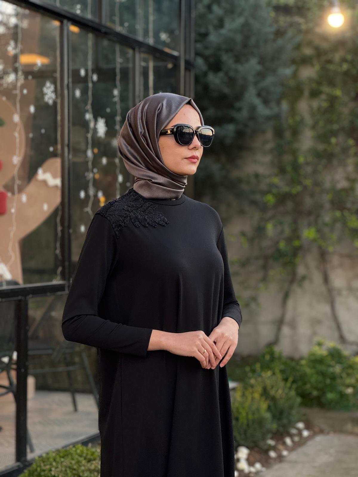 Nurcan Çetin Taş Detaylı Elbise 25195