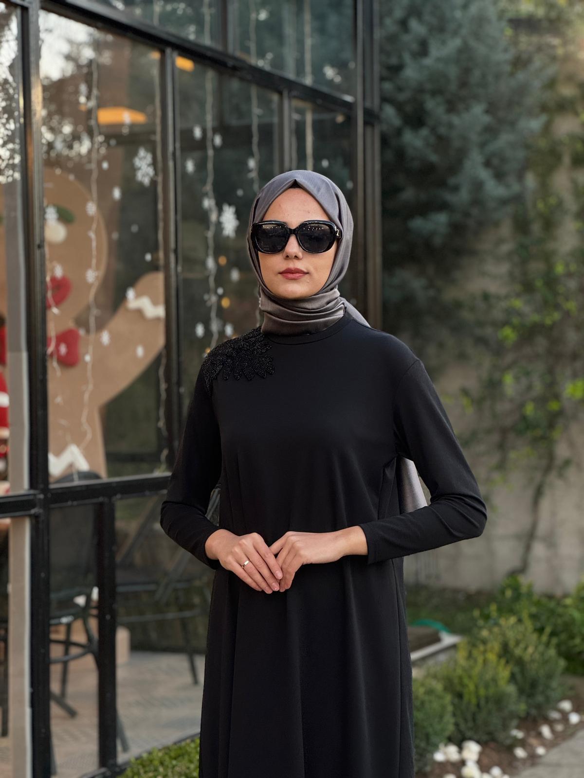 Nurcan Çetin Taş Detaylı Elbise 25195