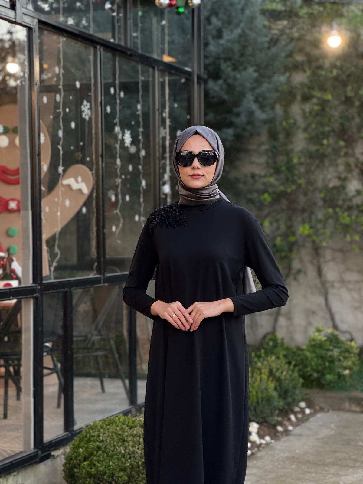Nurcan Çetin Taş Detaylı Elbise 25195