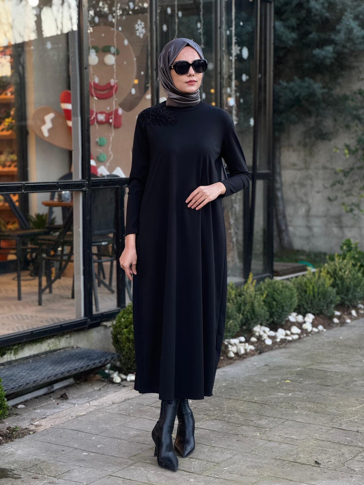 Nurcan Çetin Taş Detaylı Elbise 25195