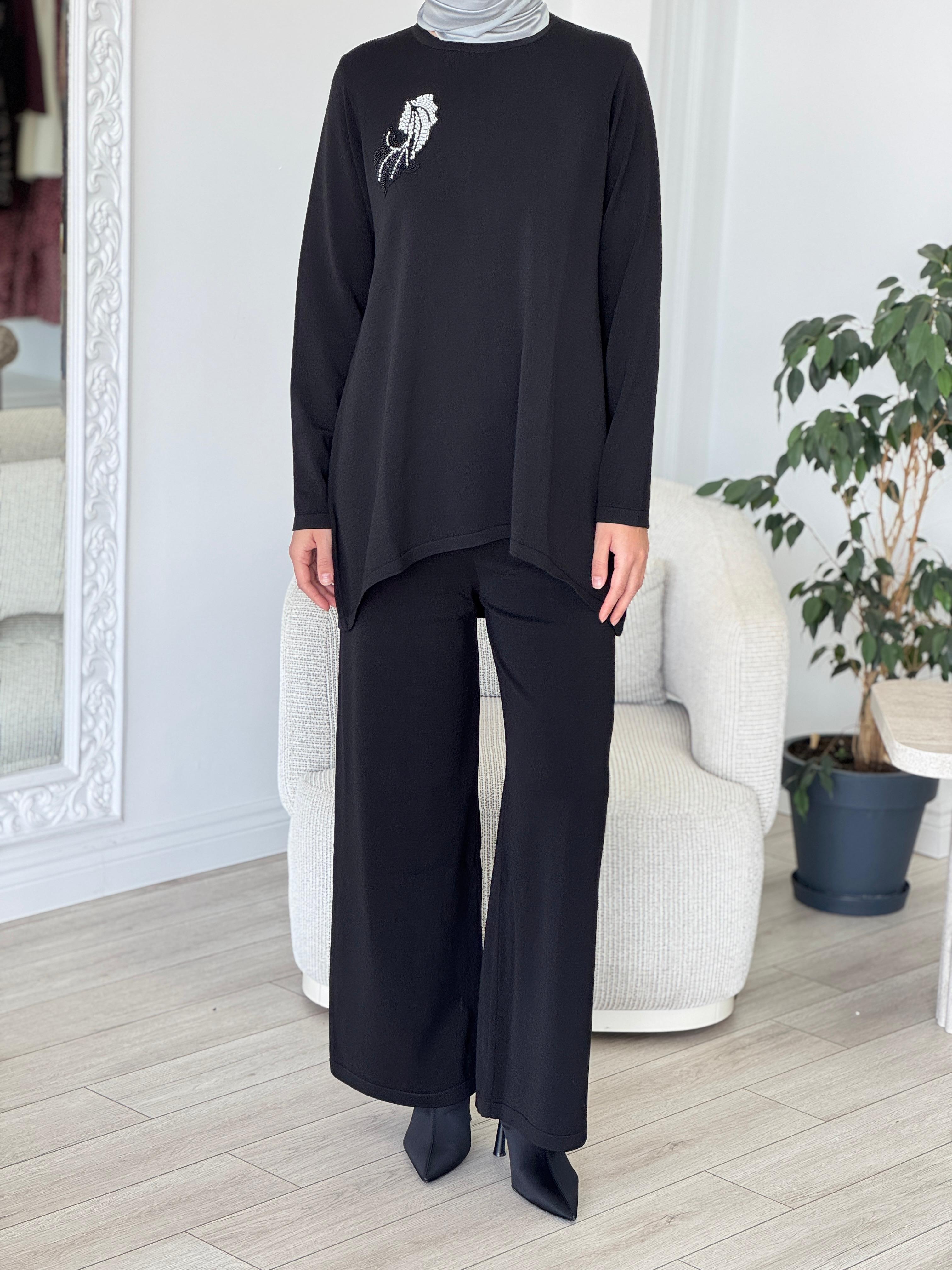 Nurcan Çetin Taş Detaylı Triko Takım NR157