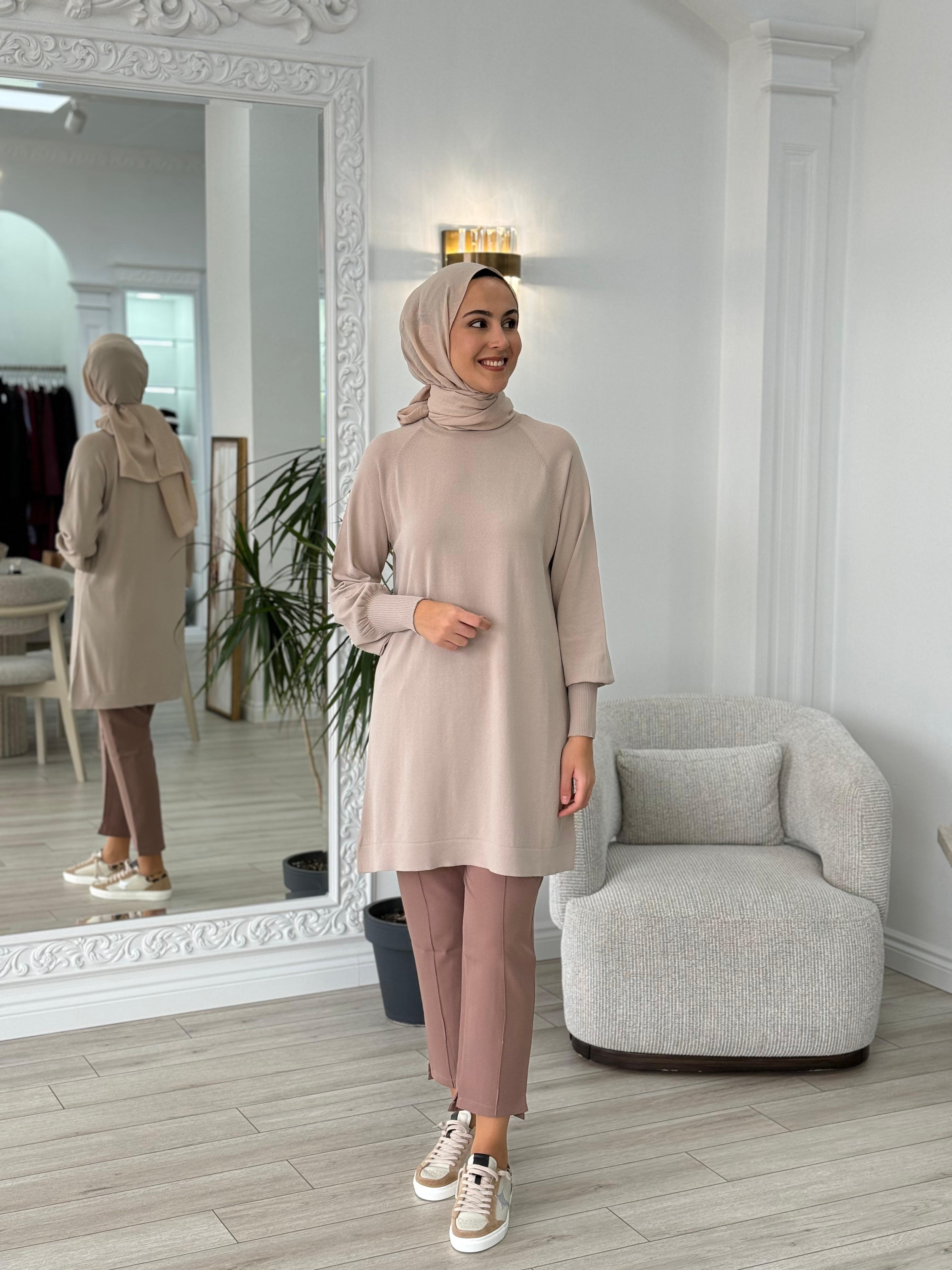 Nurcan Çetin Triko Tunik Vizon nç015
