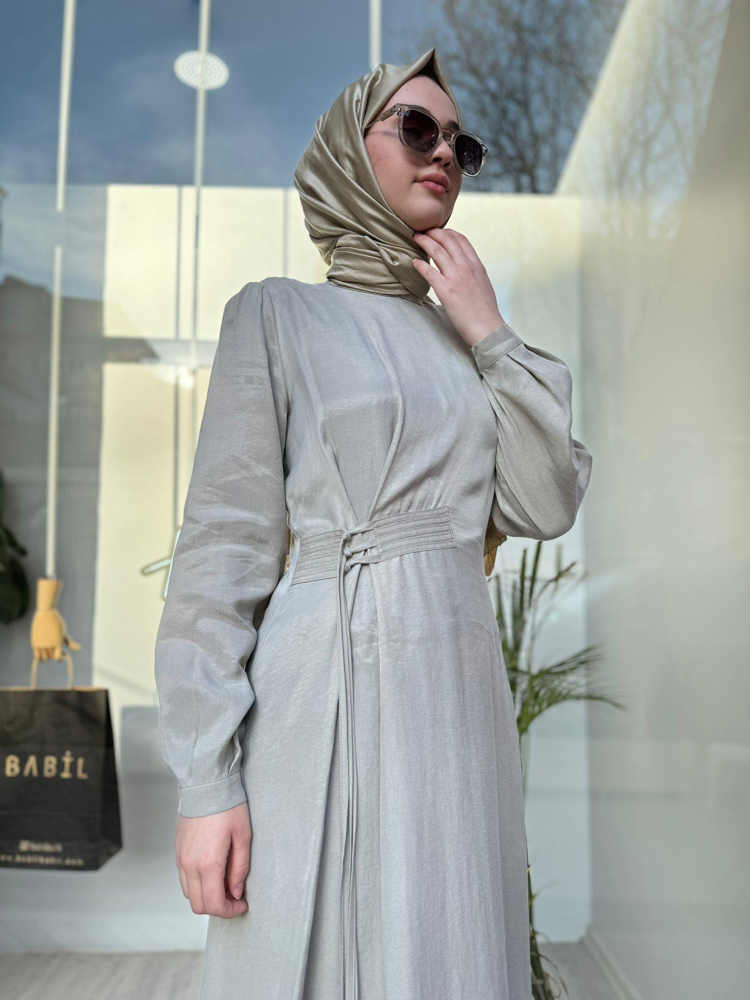 QOOQ Arte Elbise Gri 24ss413