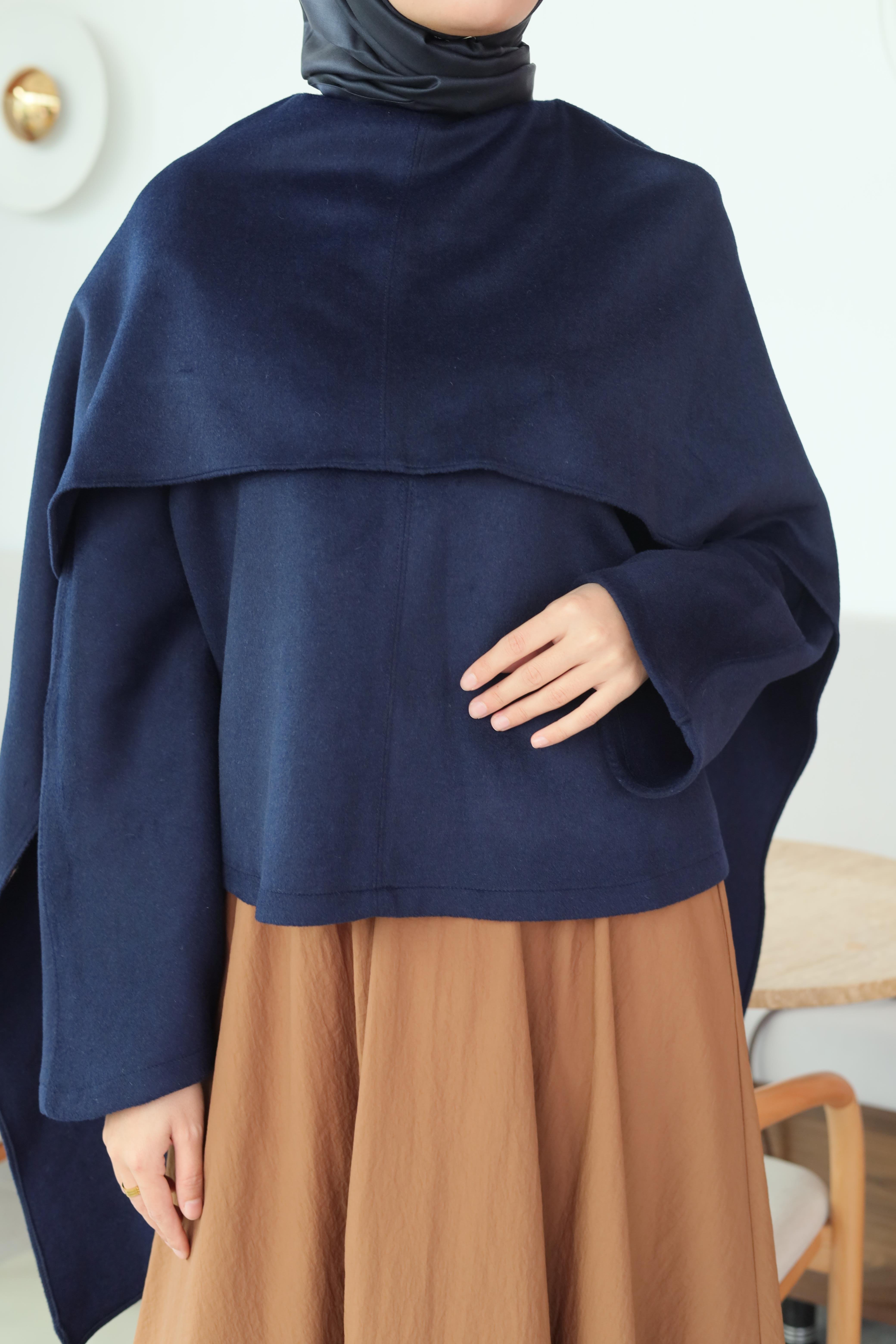 QOOQ Atkılı Kaşe Bluz Lacivert 26fw211