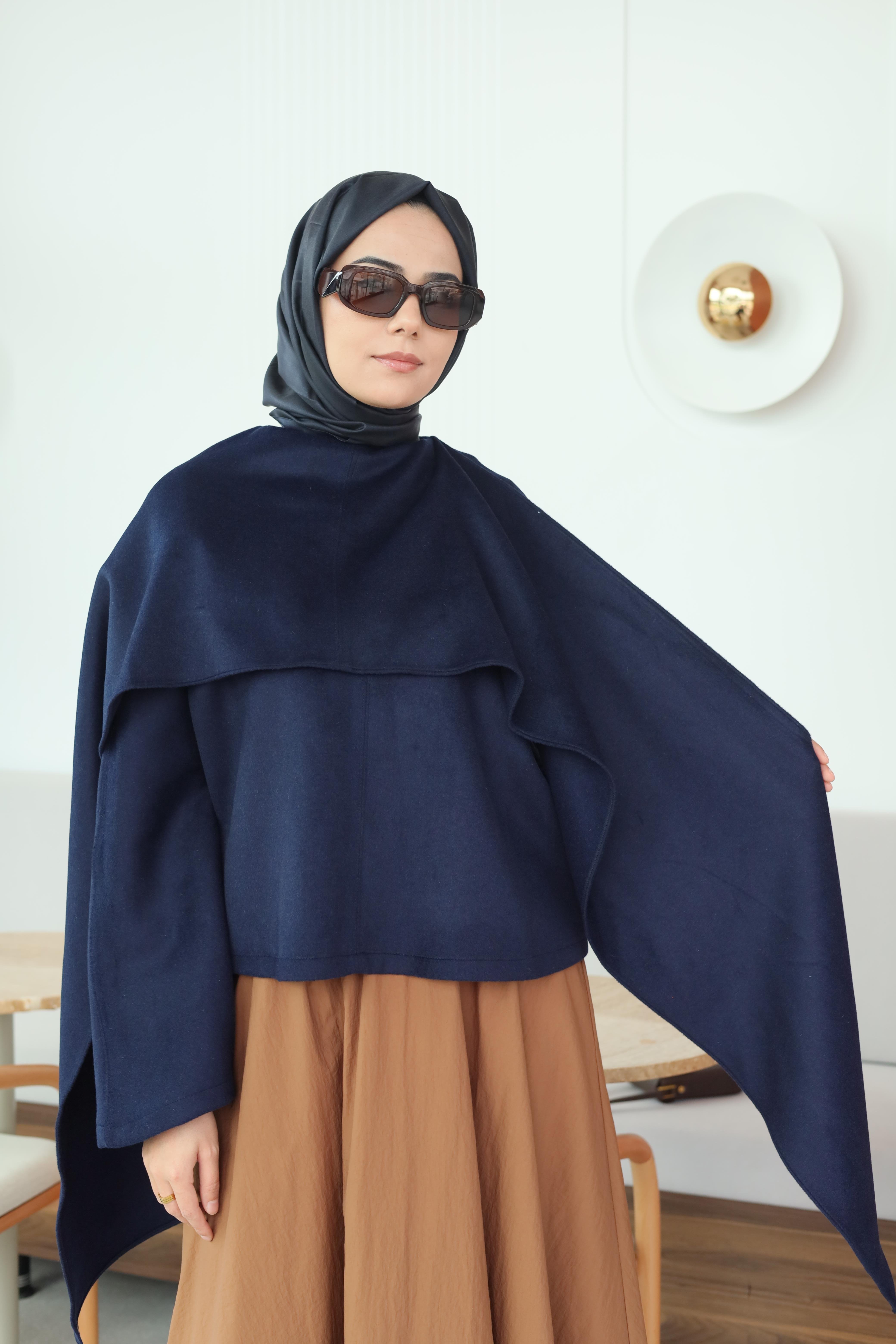 QOOQ Atkılı Kaşe Bluz Lacivert 26fw211