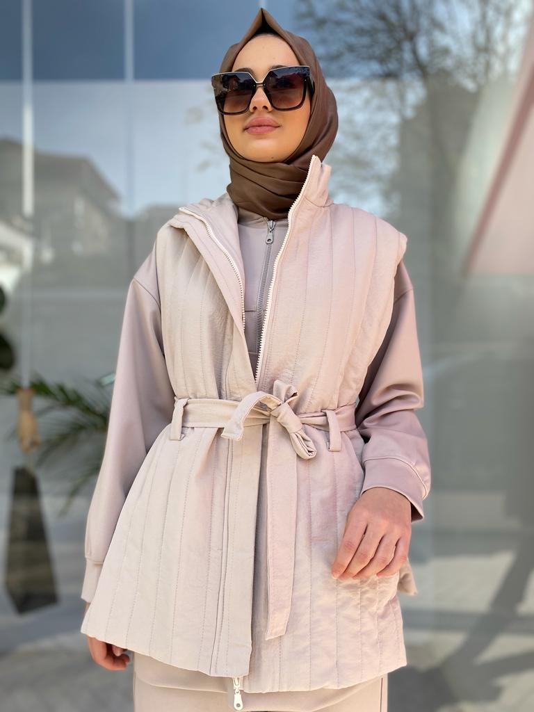 QOOQ Beyb Yelek Bej 24fw621